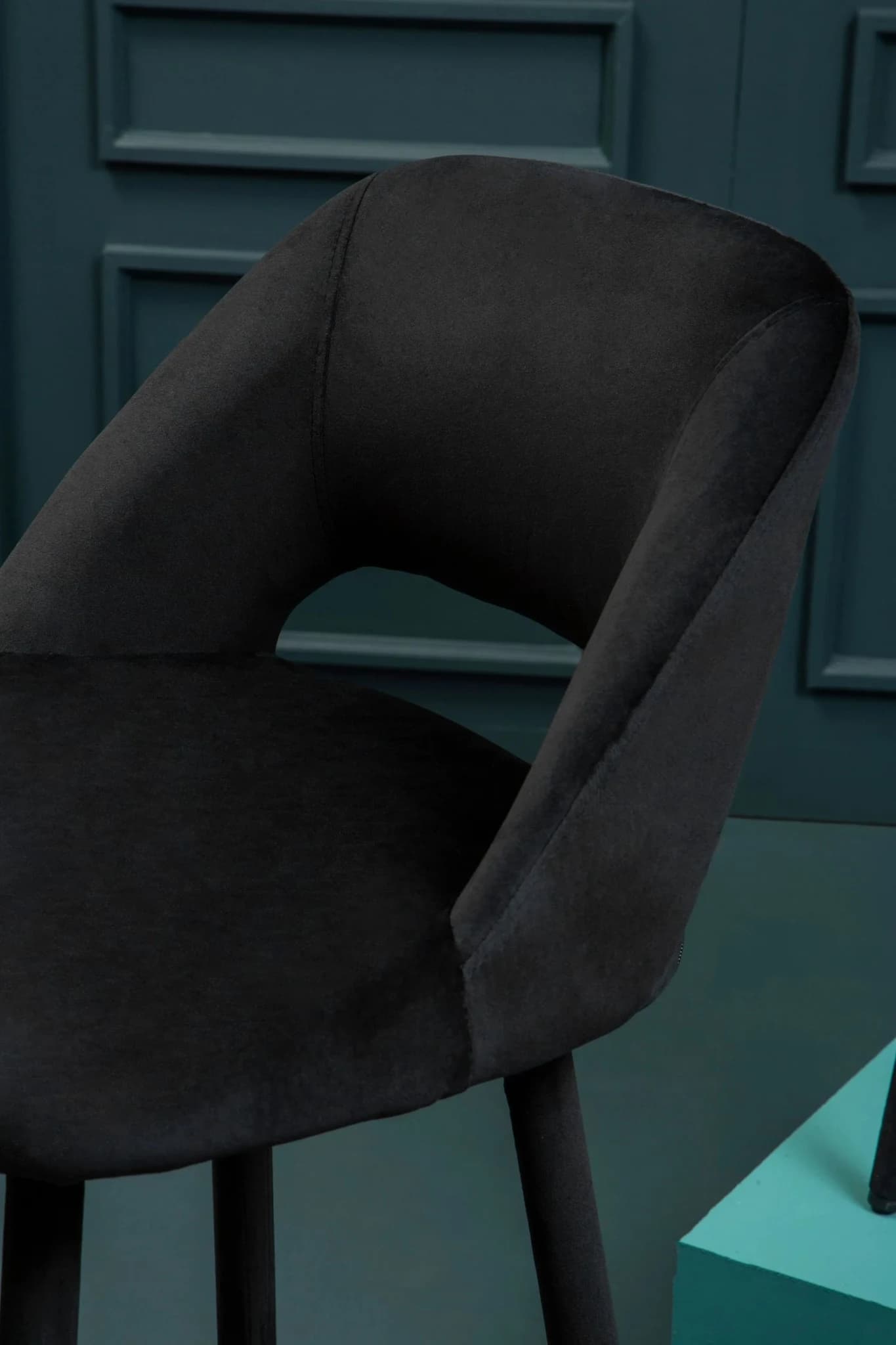 Warren Black Velvet Bar Chair with Gold Finish Footrest - Seating, photo 4 of 8