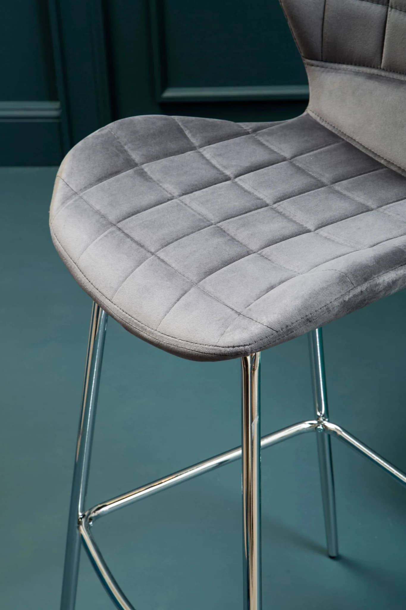 Warton Grey Velvet Bar Chair - Seating, photo 4 of 8