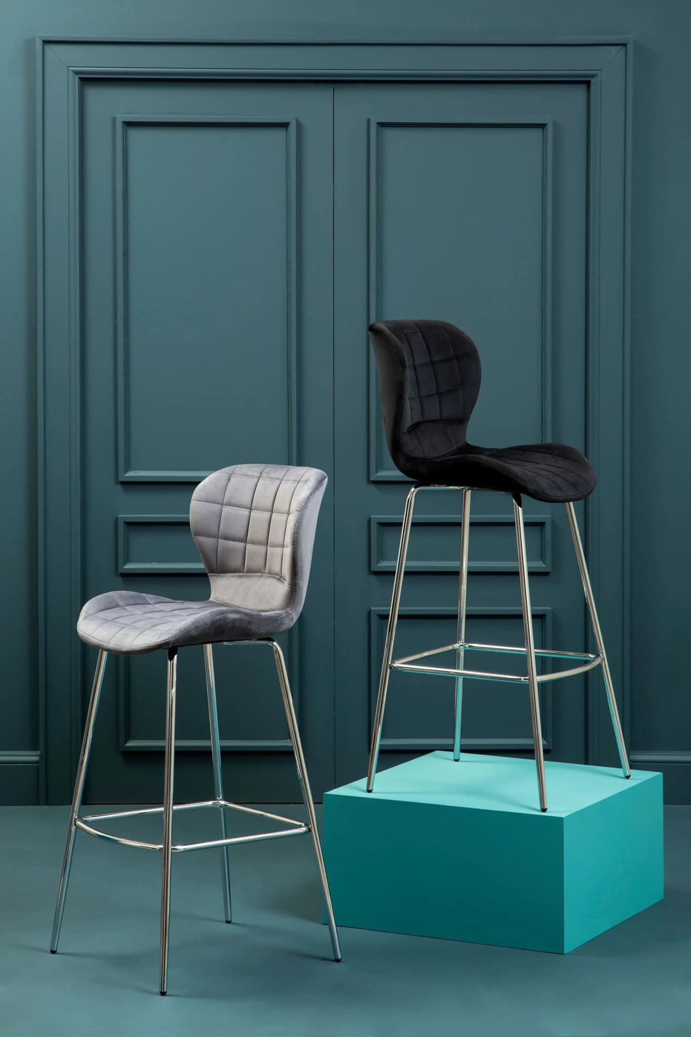 Warton Grey Velvet Bar Chair - Seating, photo 2 of 8