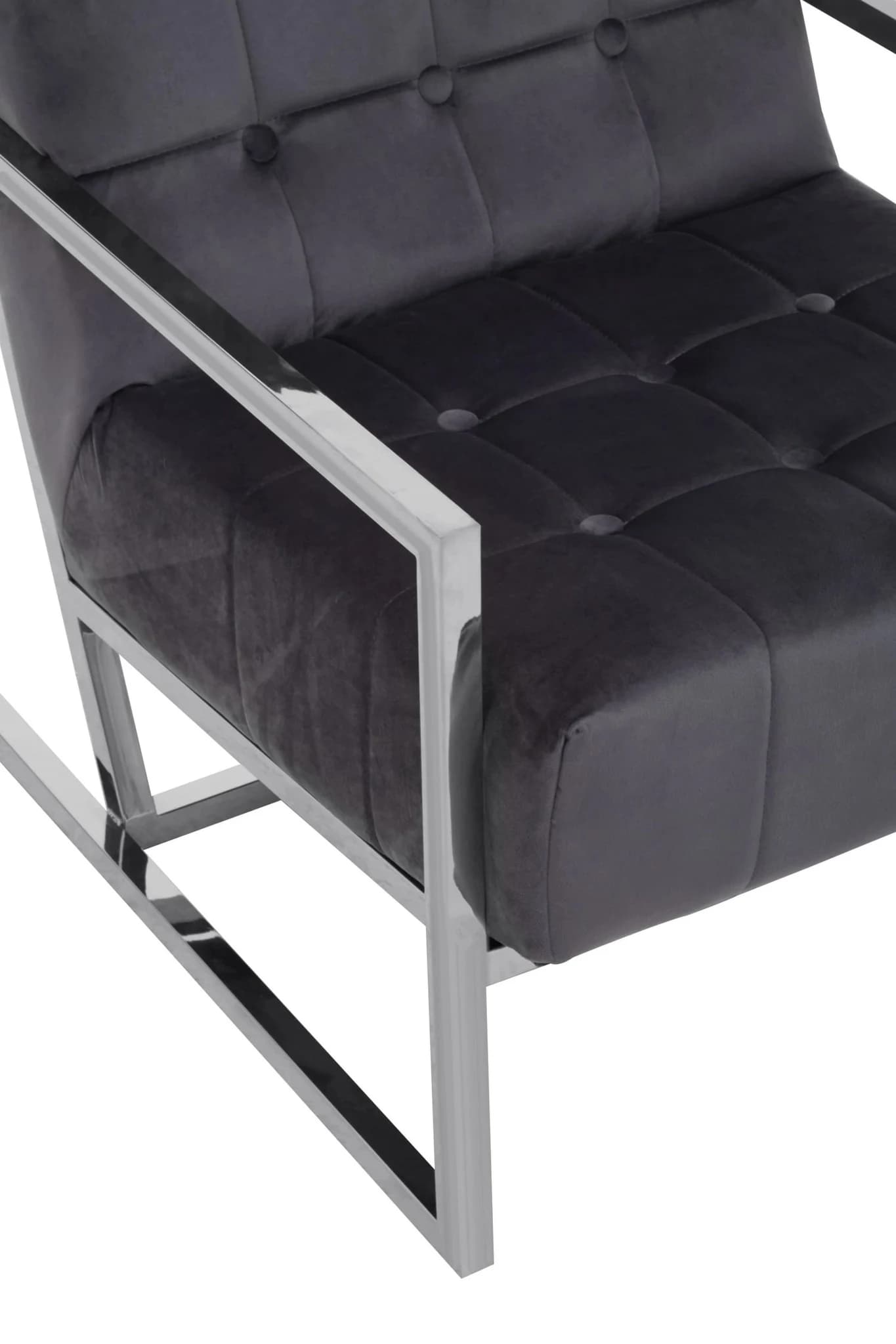 Hana Grey Velvet Chair with Stainless Steel Frame - Seating, photo 8 of 8