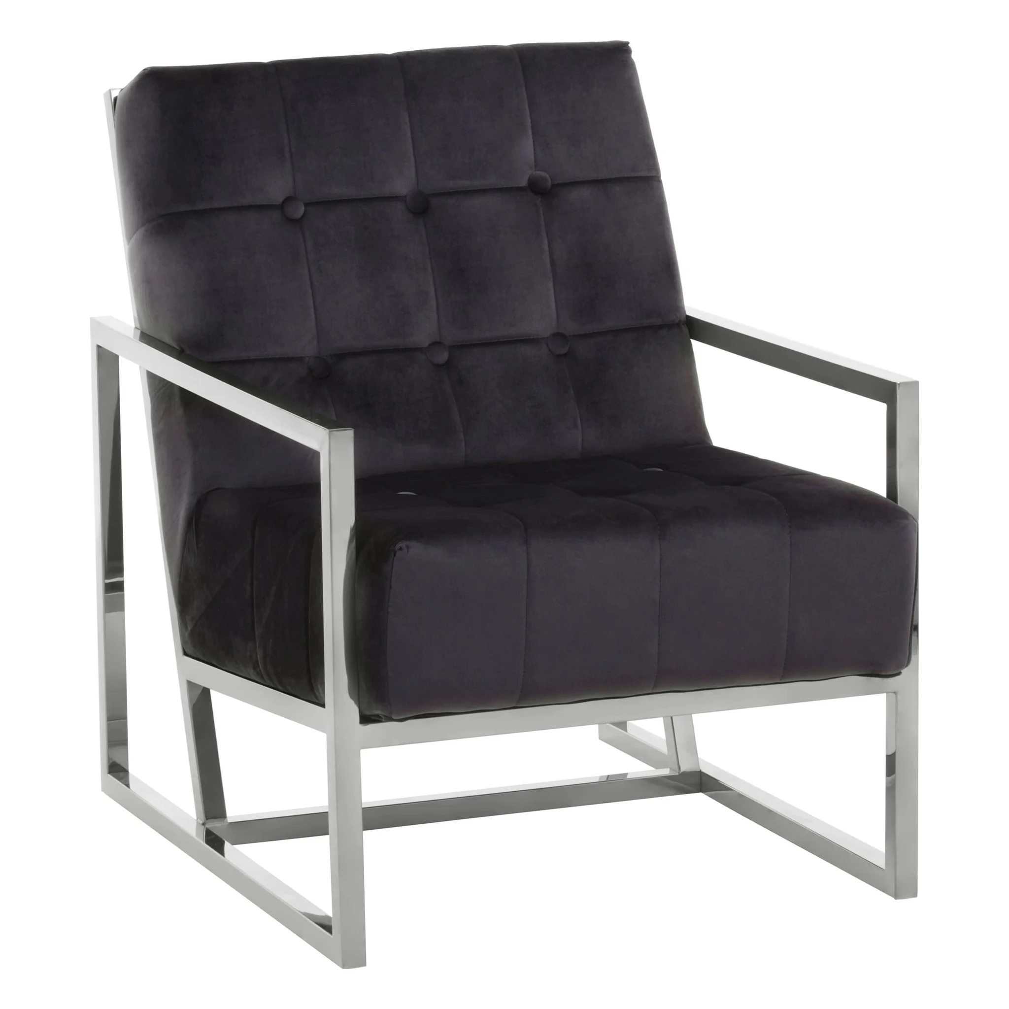Hana Black Velvet Chair with Stainless Steel Frame - Seating, photo 4 of 8