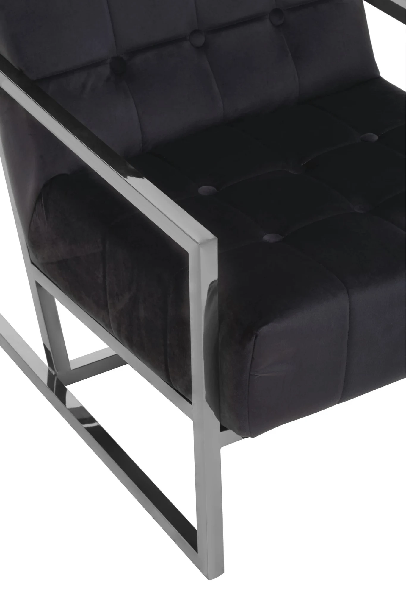 Hana Black Velvet Chair with Stainless Steel Frame - Seating, photo 8 of 8
