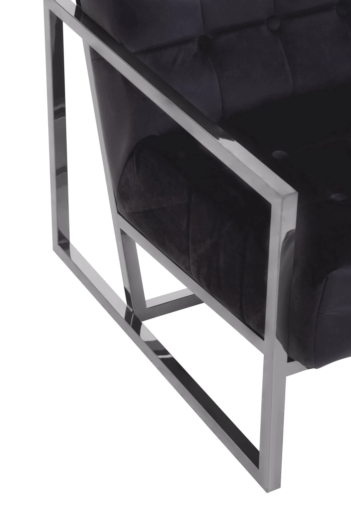 Hana Black Velvet Chair with Stainless Steel Frame - Seating, photo 7 of 8