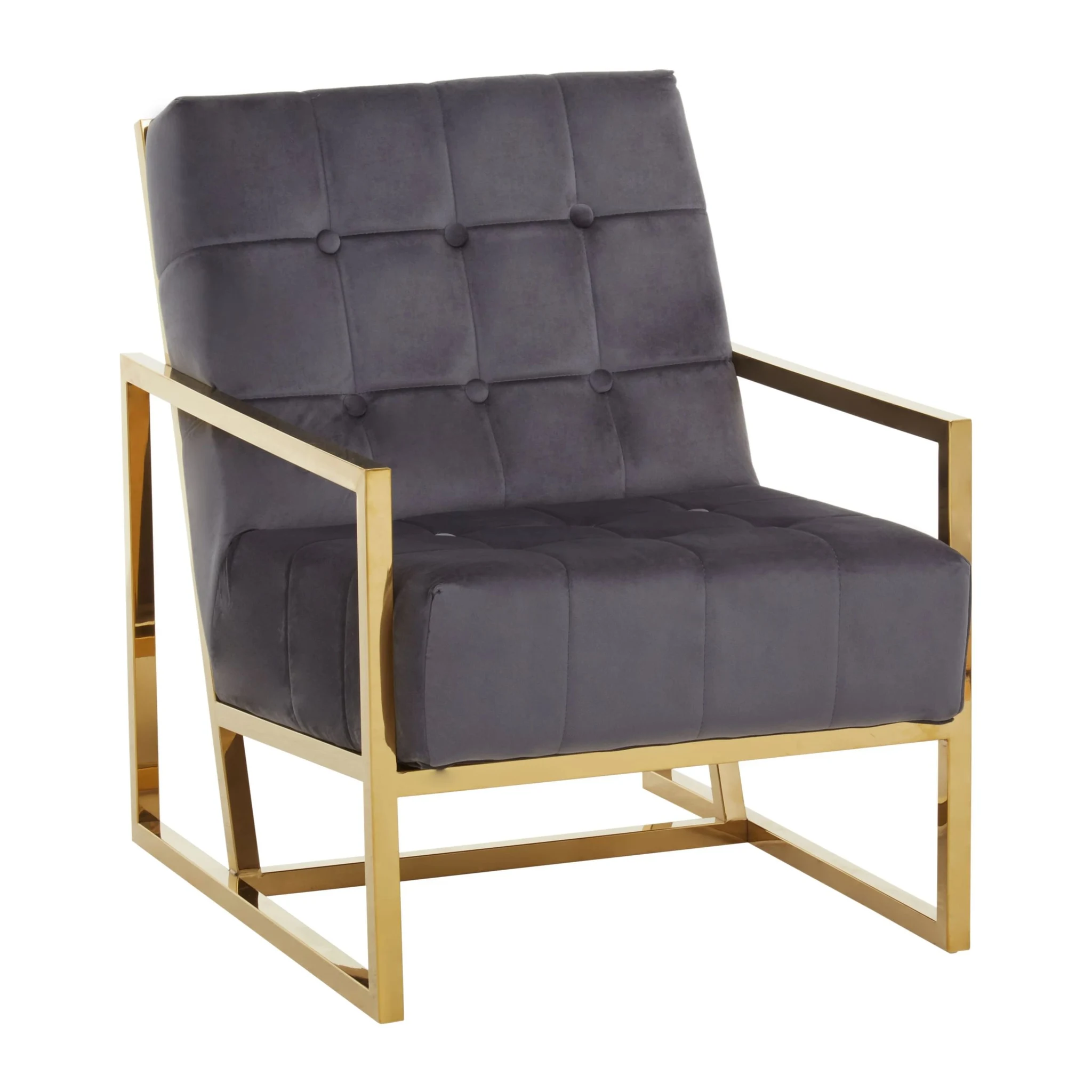 Hana Grey Velvet Chair With Gold Frame - Seating, photo 4 of 8