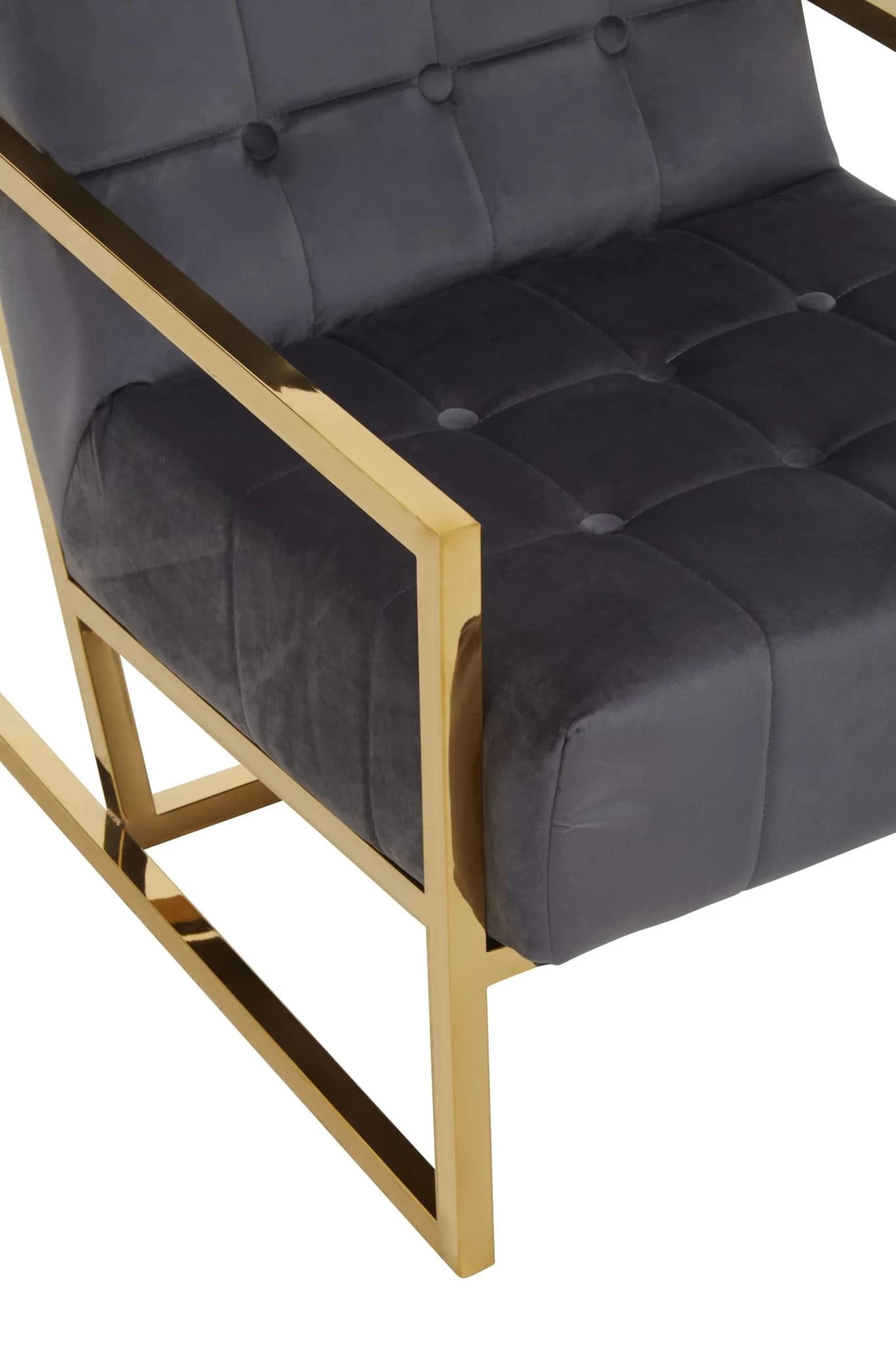 Hana Grey Velvet Chair With Gold Frame - Seating, photo 8 of 8