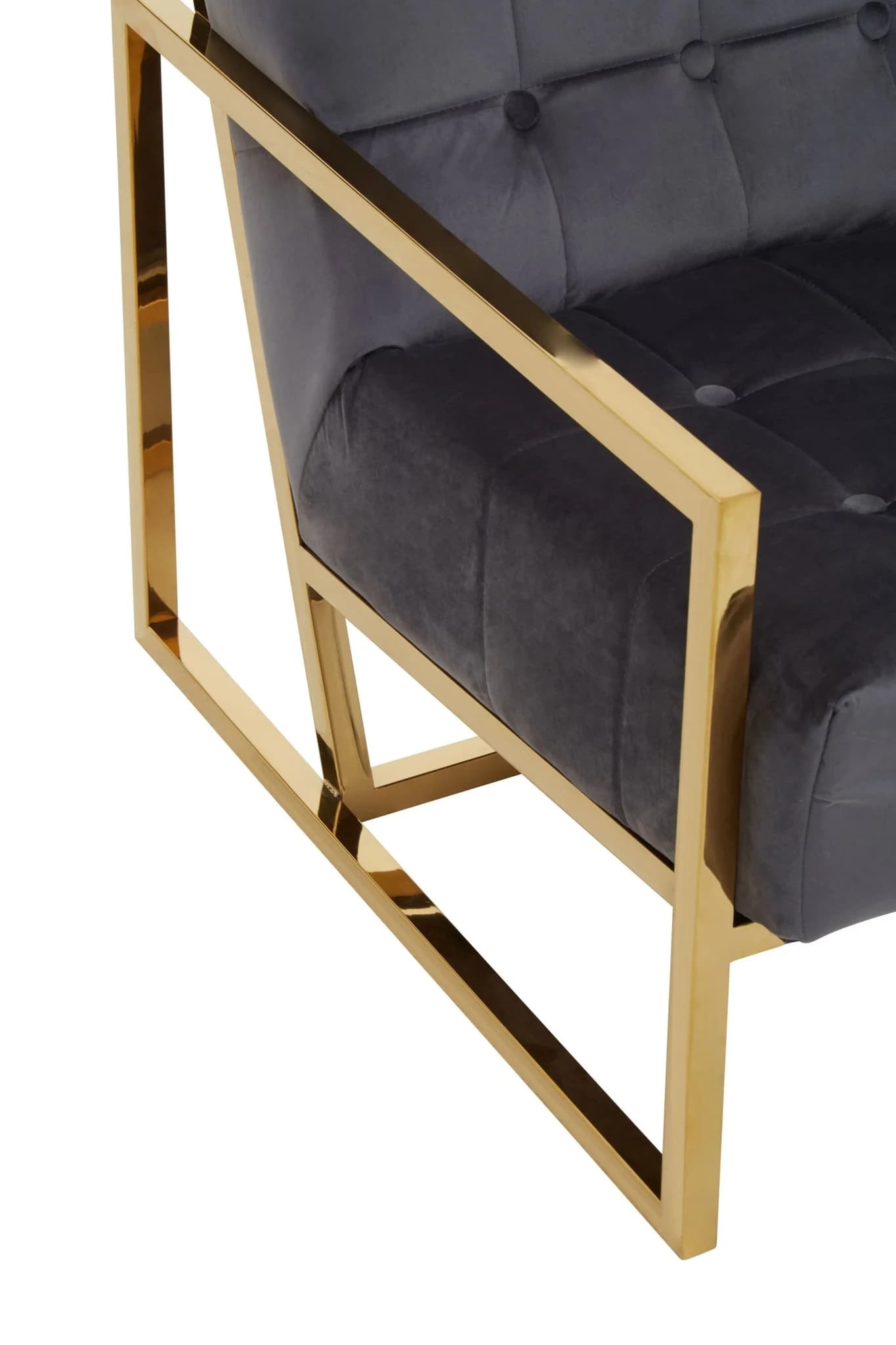 Hana Grey Velvet Chair With Gold Frame - Seating, photo 7 of 8