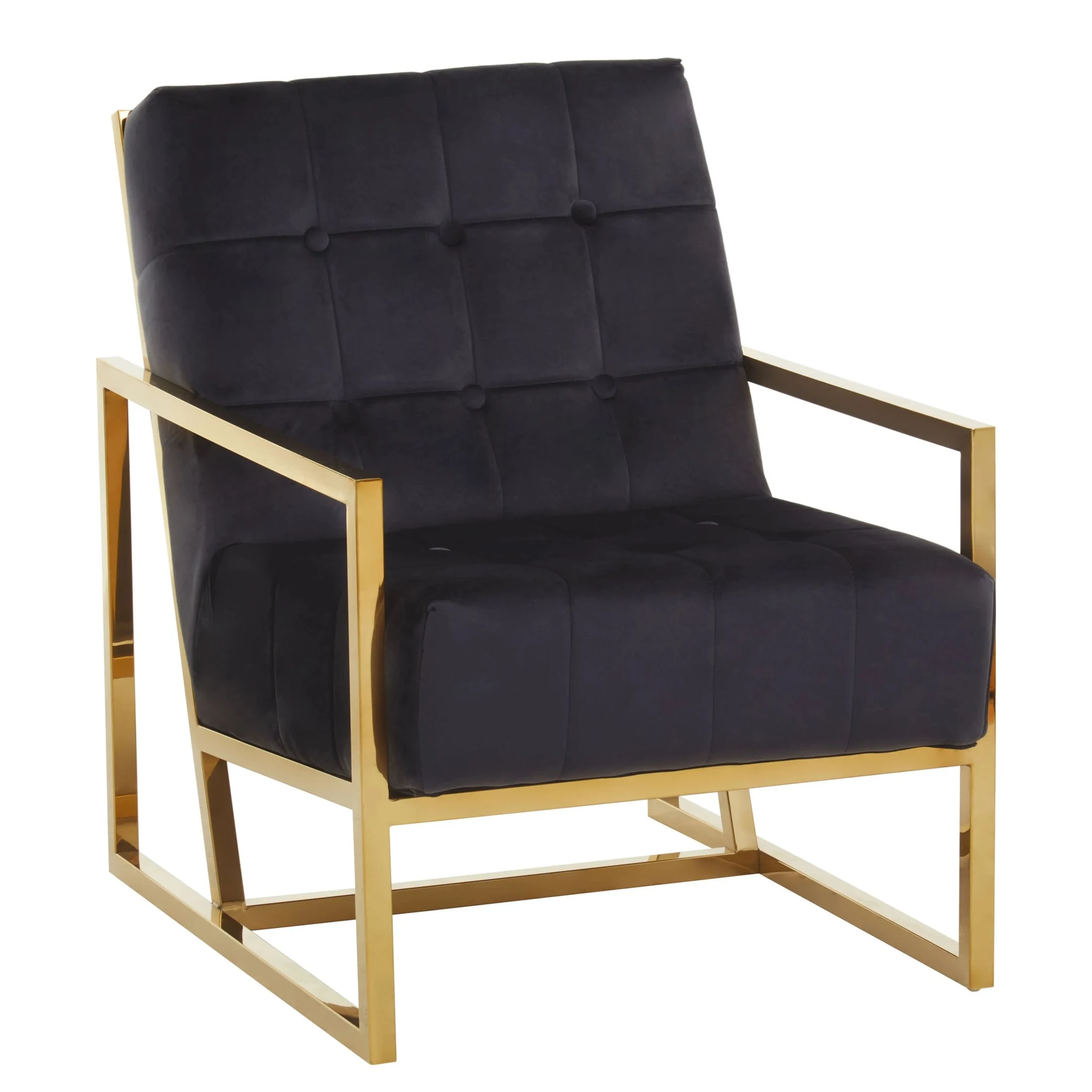 Hana Black Velvet Chair With Gold Frame - Seating, photo 4 of 8