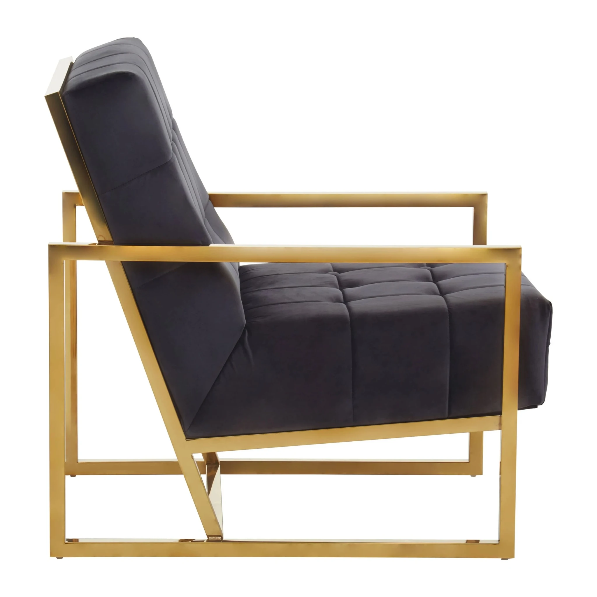 Hana Black Velvet Chair With Gold Frame - Seating, photo 3 of 8