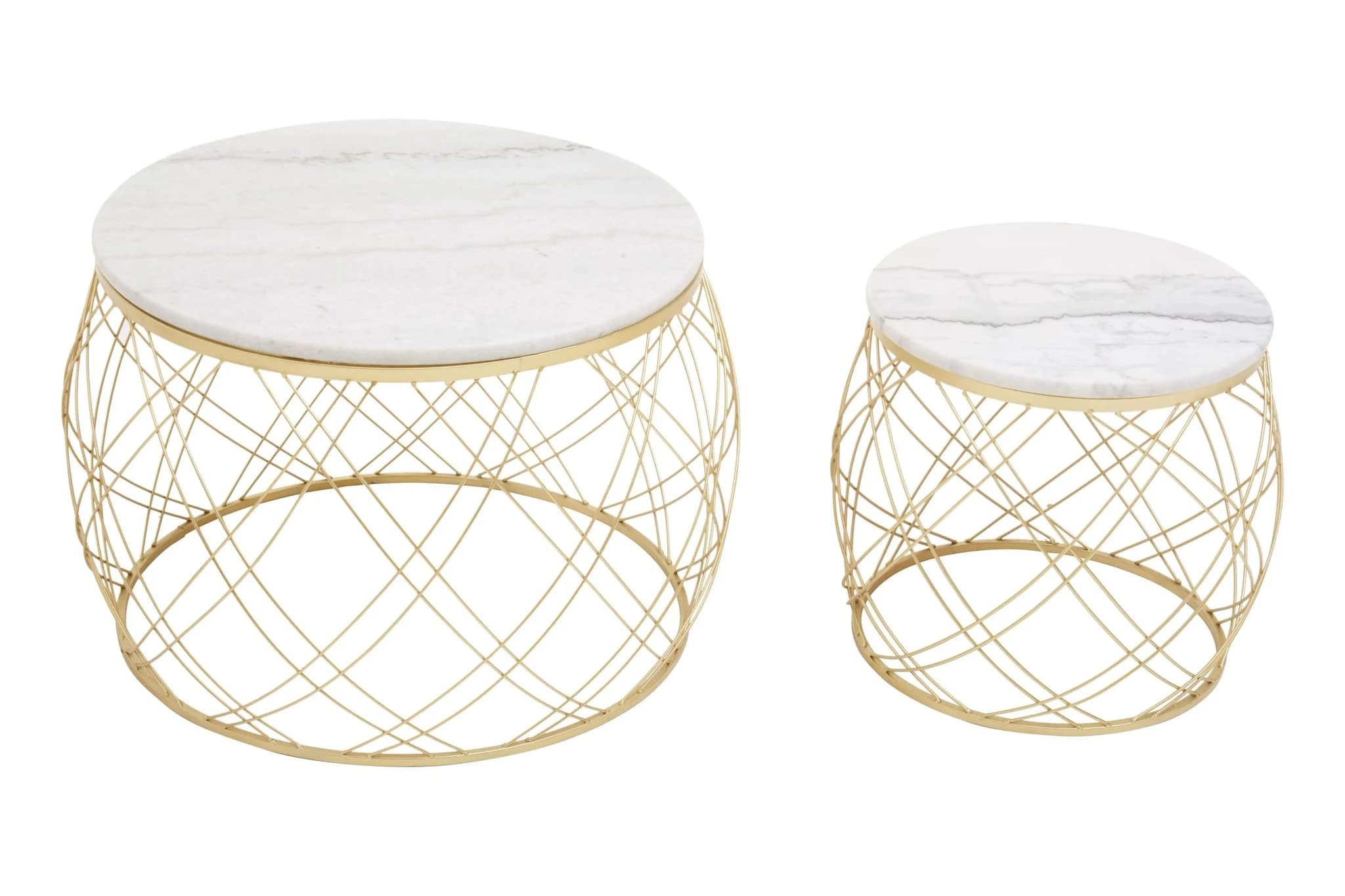 Jodie Set Of Two Coffee Tables With White Marble Top And Gold Frame - Tables, photo 3 of 7