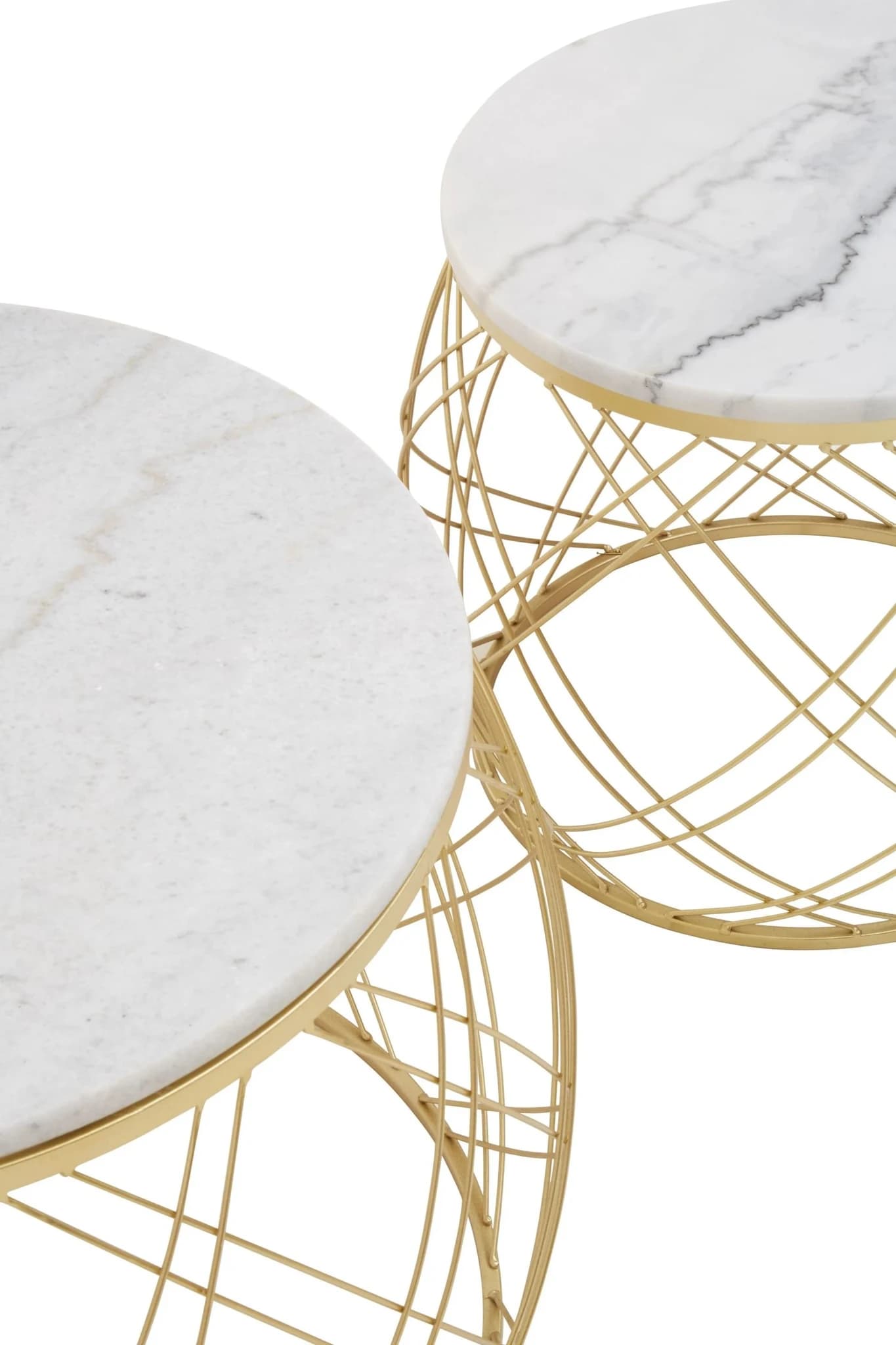 Jodie Set Of Two Coffee Tables With White Marble Top And Gold Frame - Tables, photo 7 of 7