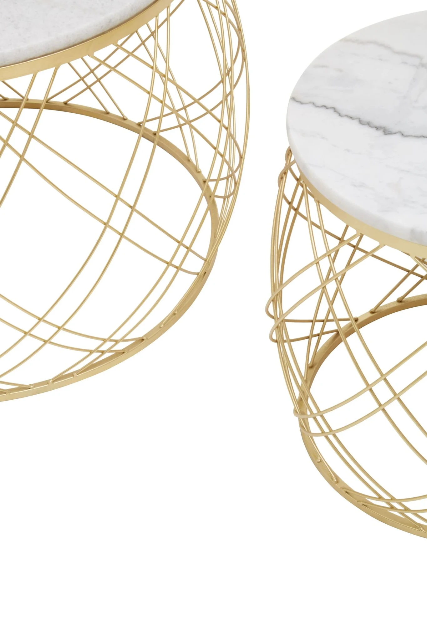 Jodie Set Of Two Coffee Tables With White Marble Top And Gold Frame - Tables, photo 4 of 7