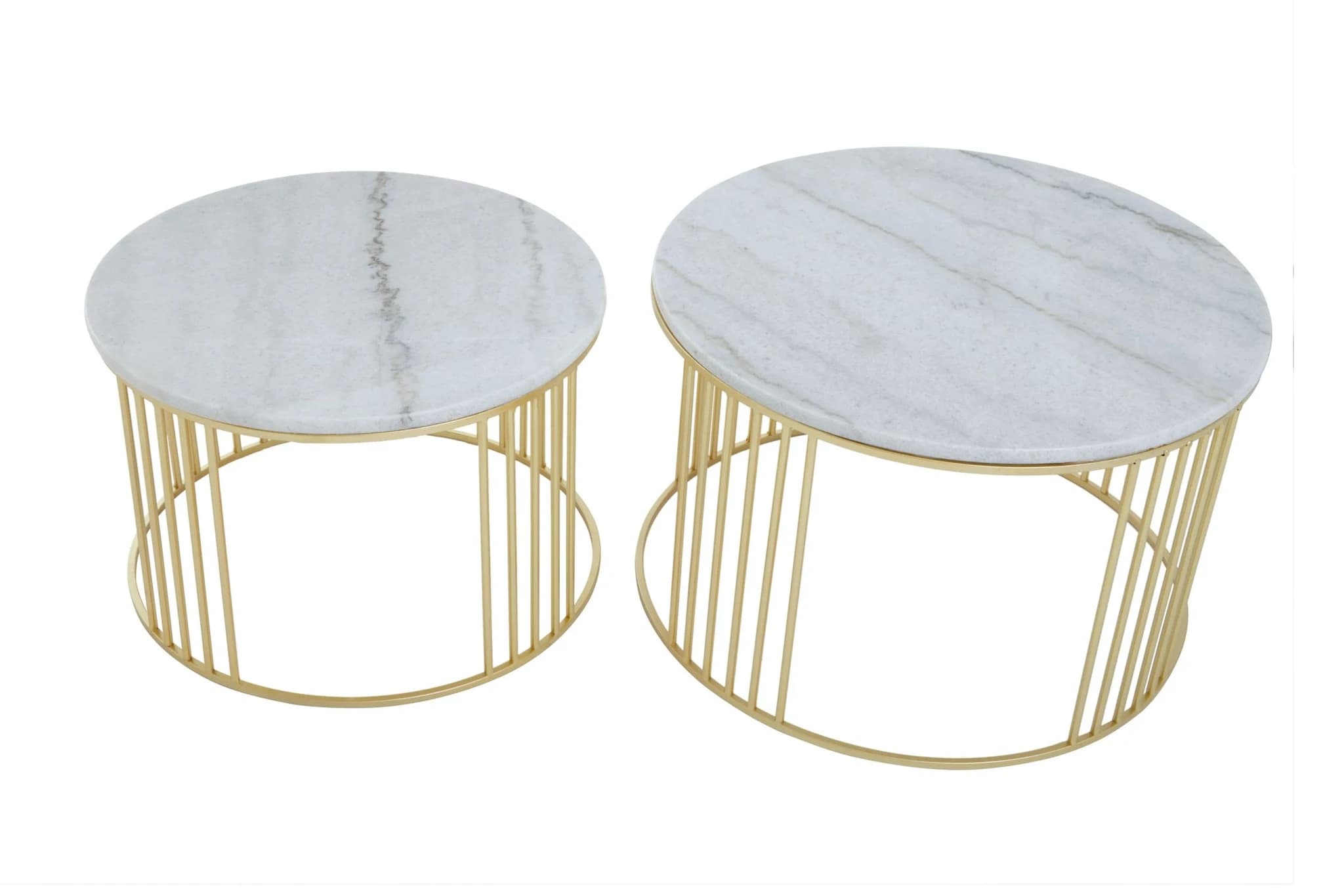 Jodie Set Of Two White Marble And Gold Frame Coffee Tables - Tables, photo 2 of 6