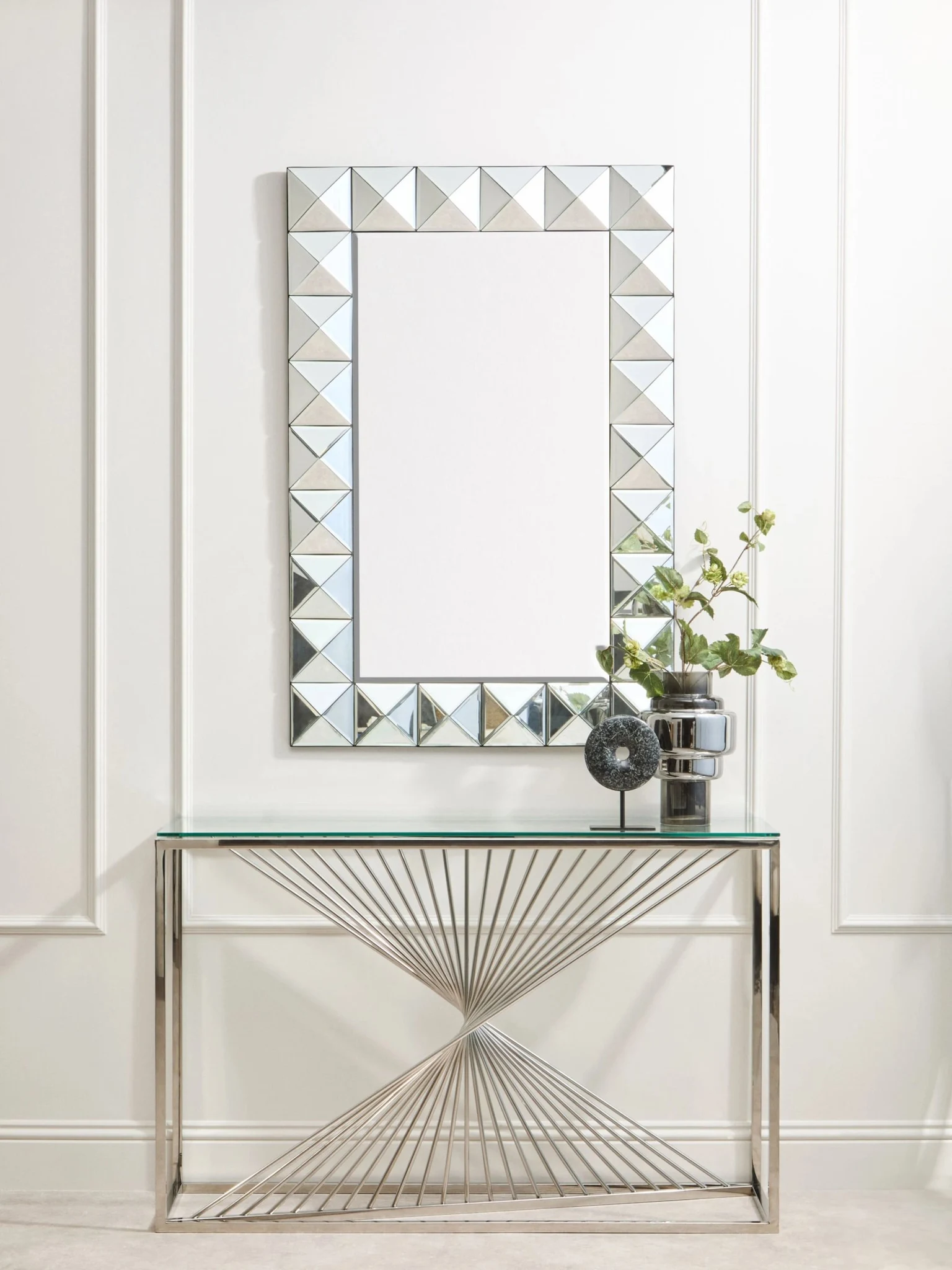 Amella Console Table With Silver Finish Frame - Tables, photo 4 of 8