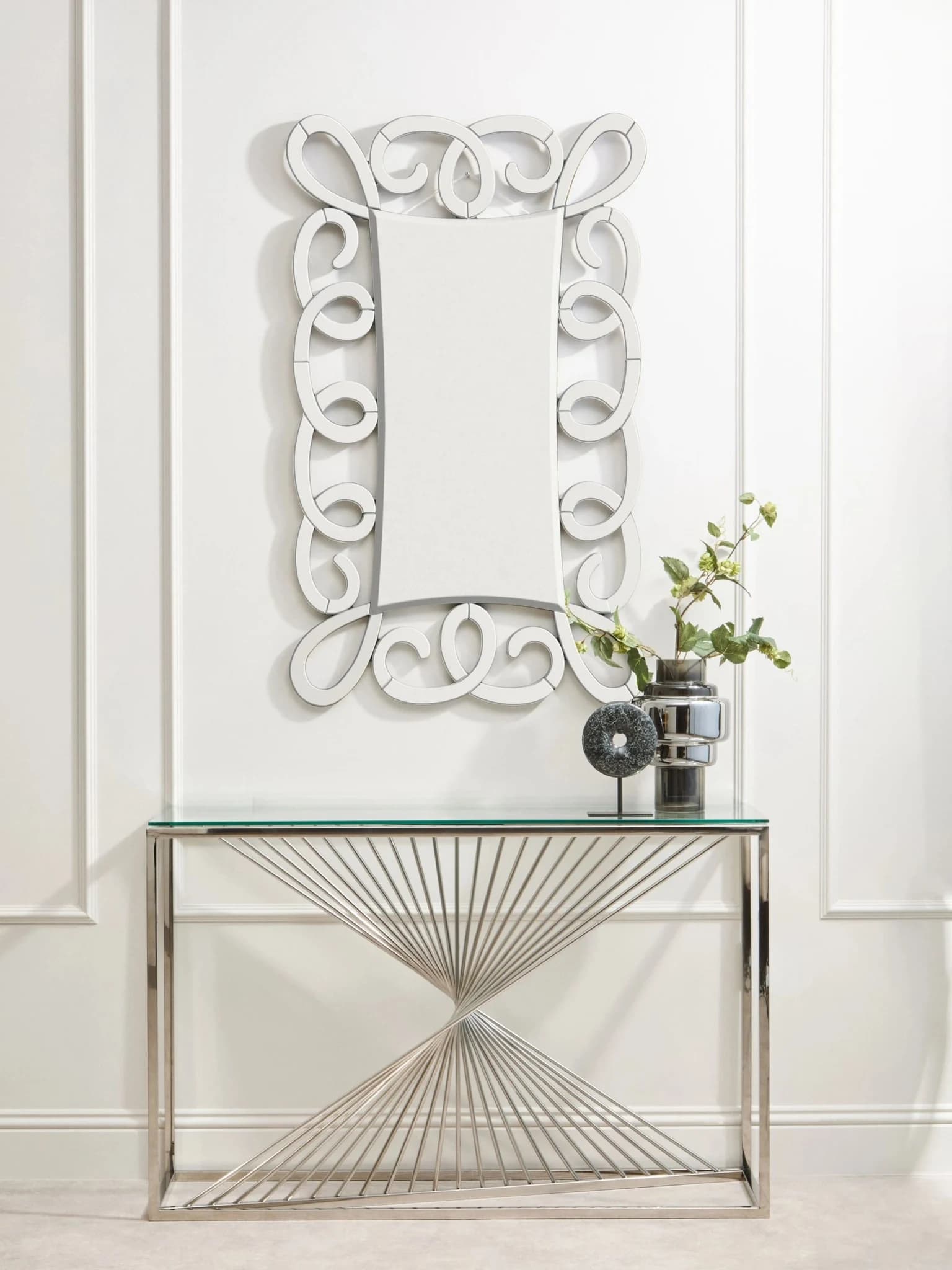 Amella Console Table With Silver Finish Frame - Tables, photo 3 of 8
