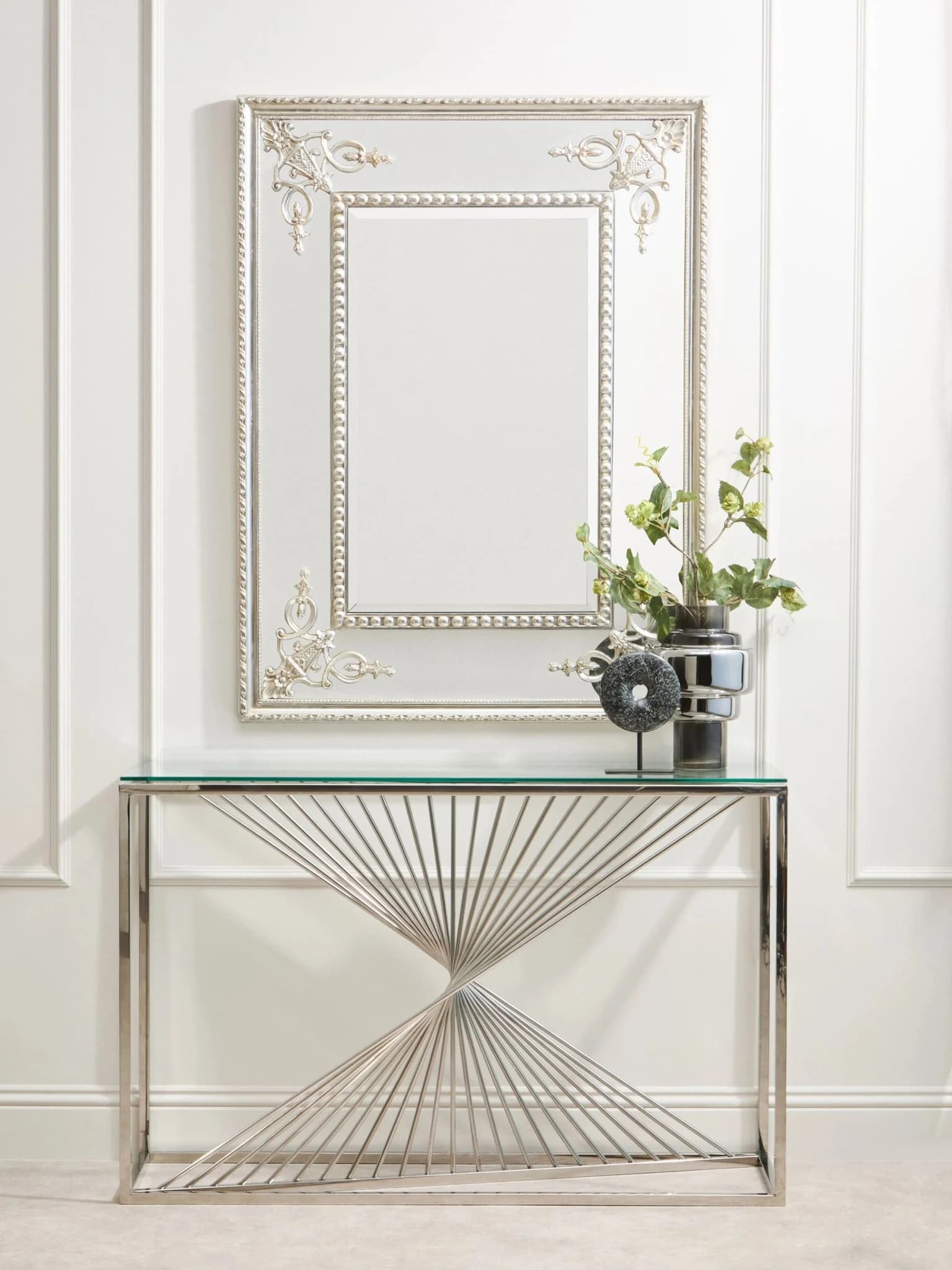 Amella Console Table With Silver Finish Frame - Tables, photo 2 of 8