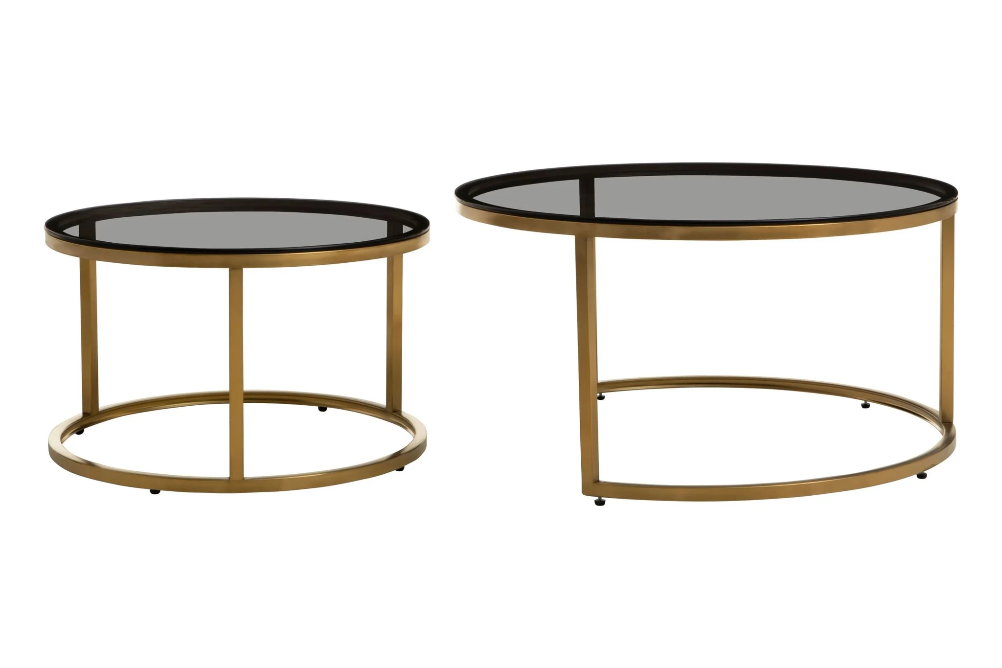 Alana Black Glass and Gold Set of 2 Nesting Coffee Tables - Tables, photo 4 of 8