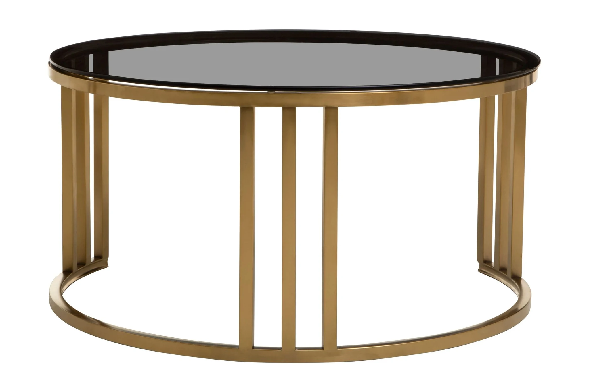 Alana Set of 2 Gold Base and Glass Top Round Nesting Coffee Tables - Tables, photo 3 of 8
