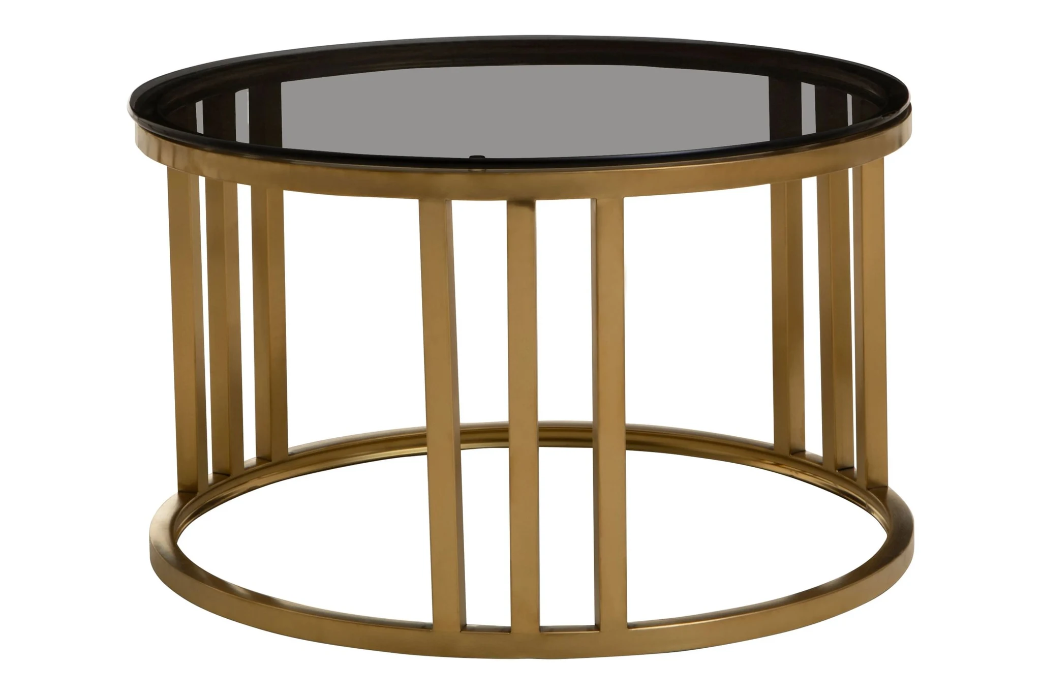 Alana Set of 2 Gold Base and Glass Top Round Nesting Coffee Tables - Tables, photo 2 of 8