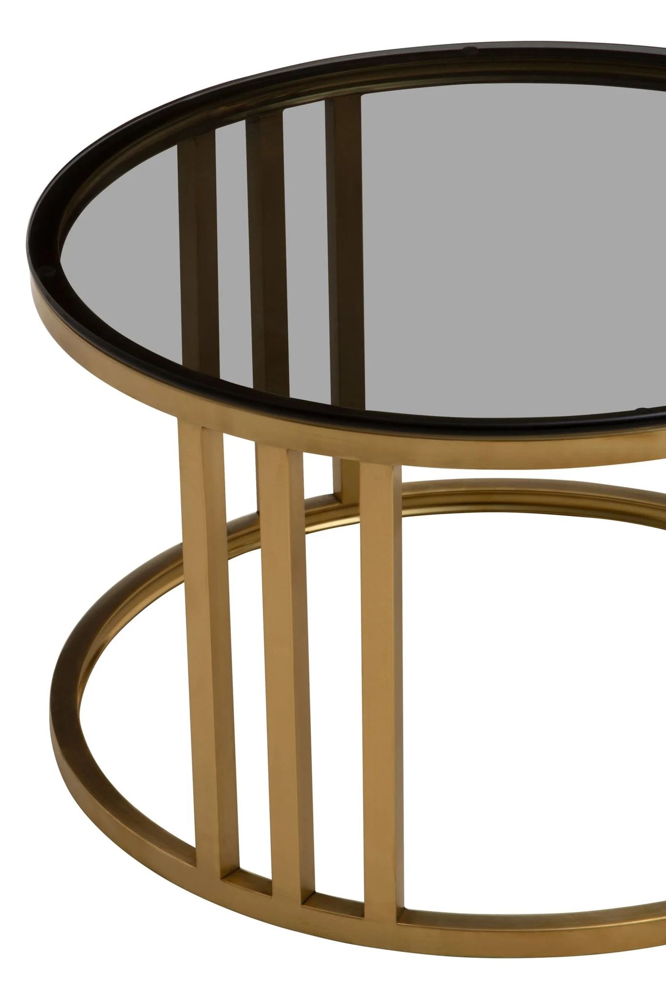 Alana Set of 2 Gold Base and Glass Top Round Nesting Coffee Tables - Tables, photo 8 of 8