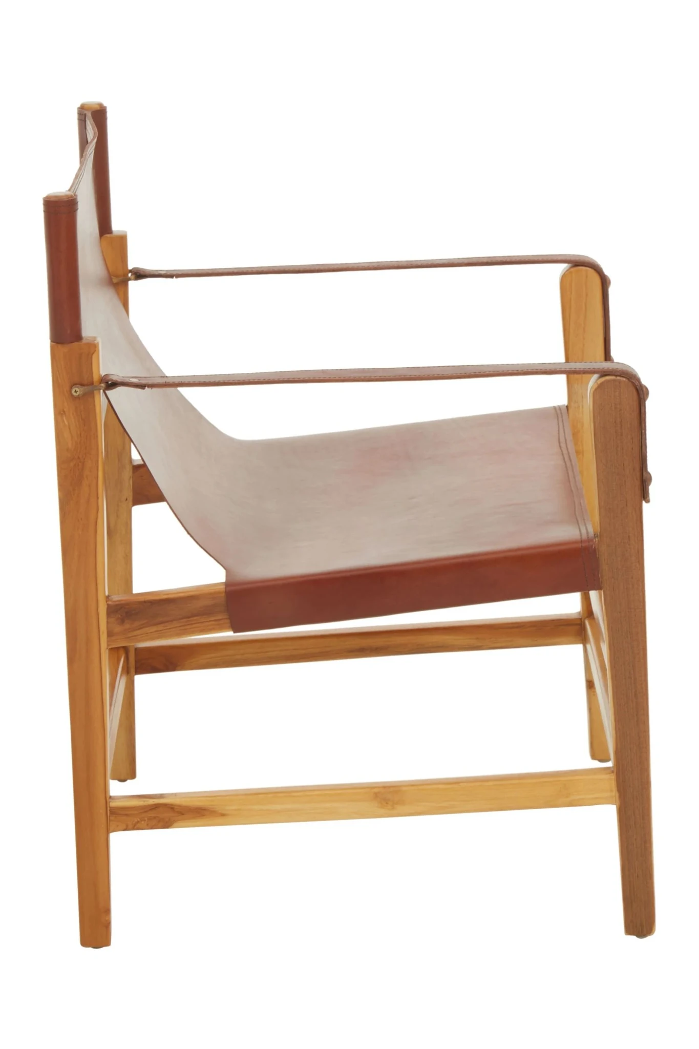 Kendari Light Brown Leather And Teak Wood Chair - Seating, photo 3 of 8