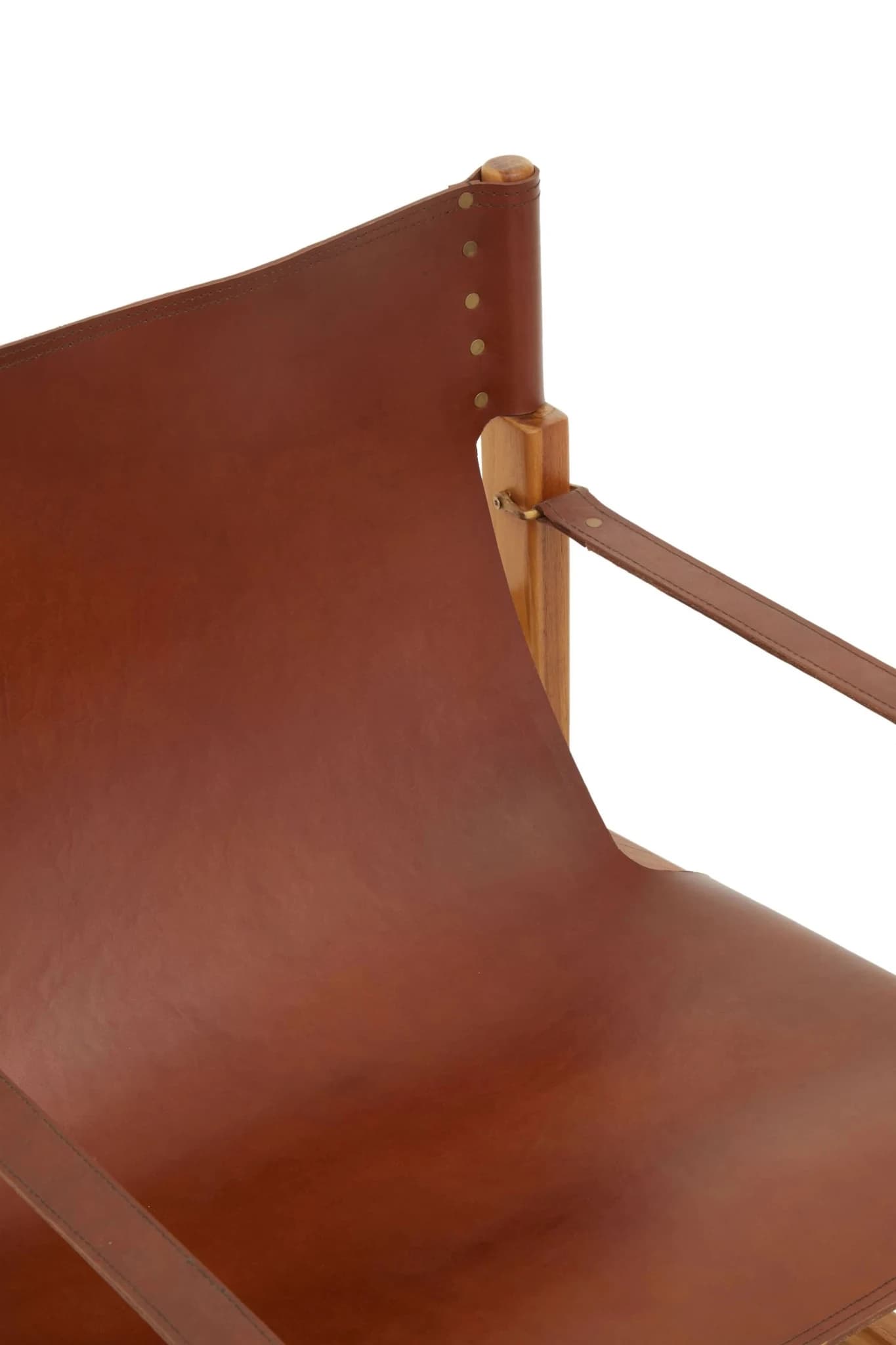 Kendari Light Brown Leather And Teak Wood Chair - Seating, photo 6 of 8