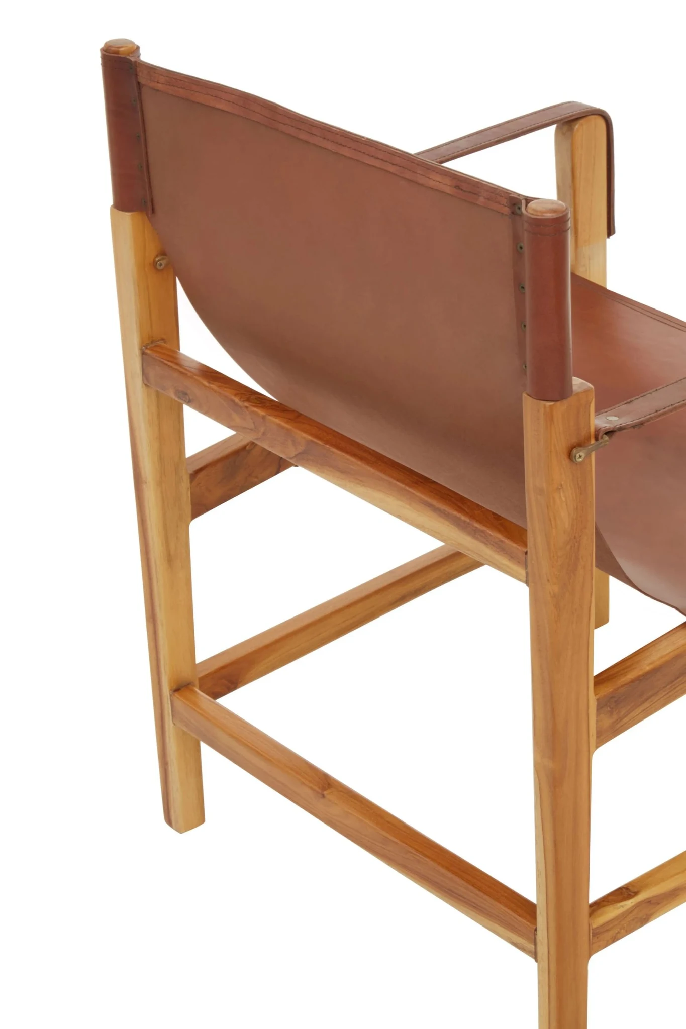 Kendari Light Brown Leather And Teak Wood Chair - Seating, photo 5 of 8
