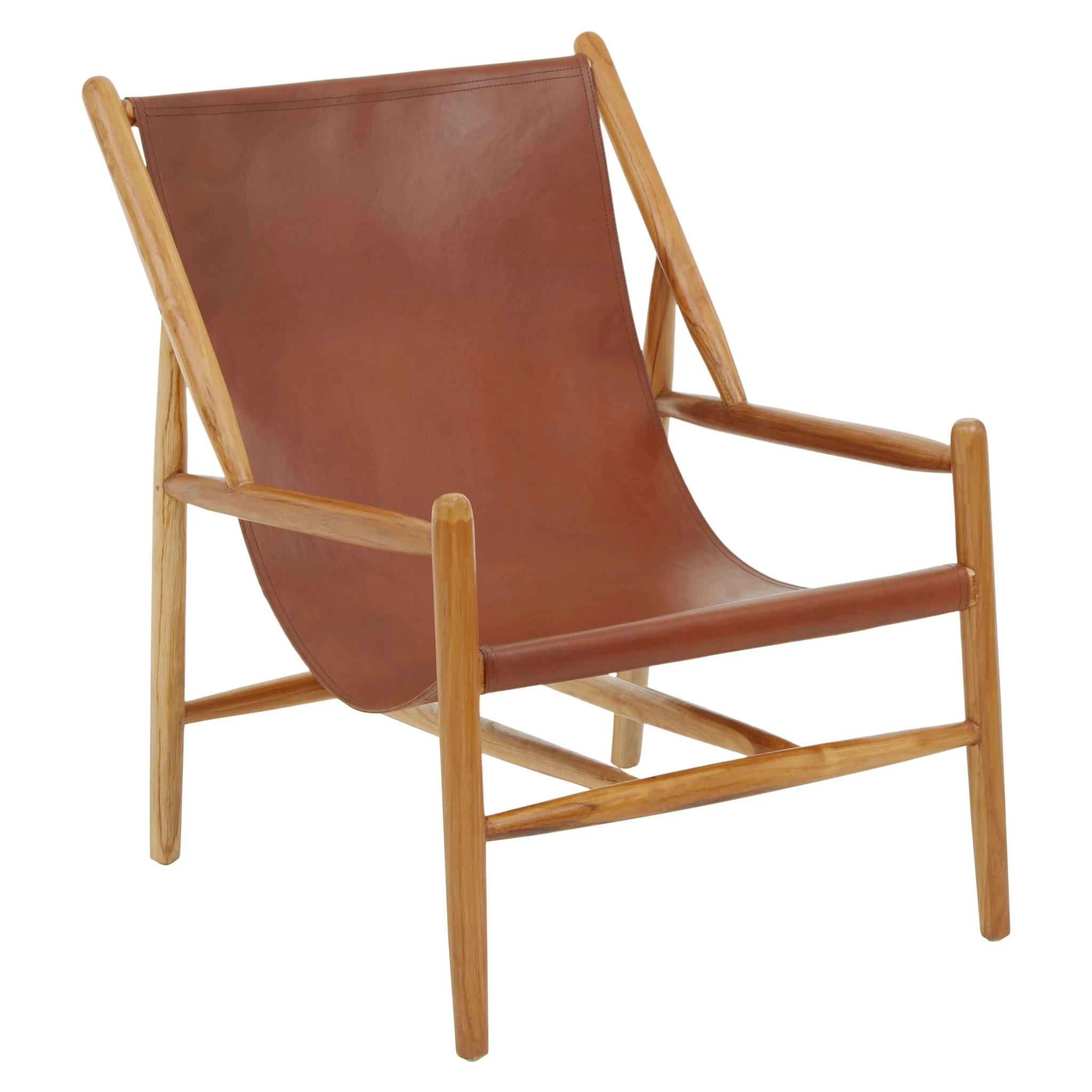 Kendari Antique Dark Brown Leather Modern Sling Chair - Seating, photo 4 of 8
