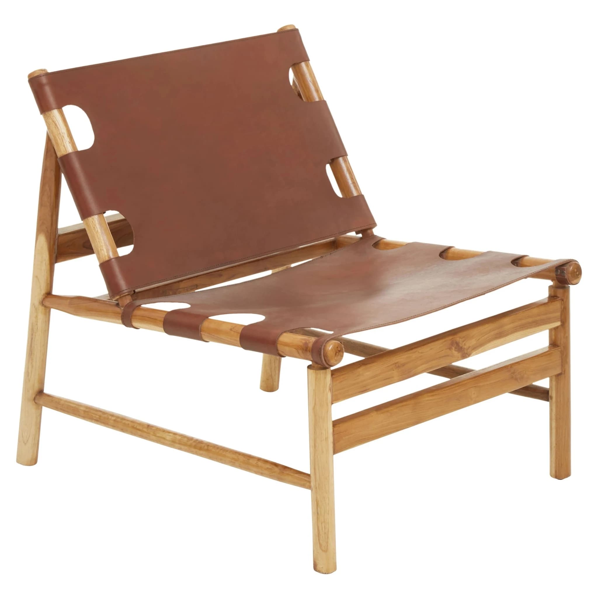 Kendari Antique Brown Leather Sling Chair - Seating, photo 7 of 8