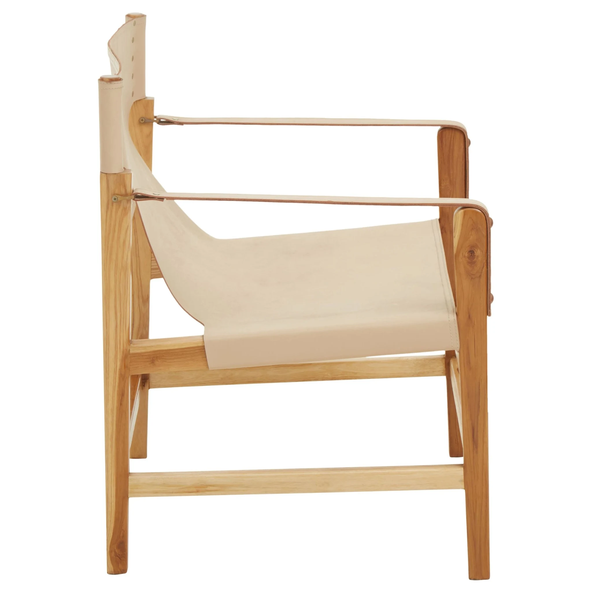 Kendari Cream Leather and Teak Wood Chair - Seating, photo 4 of 8