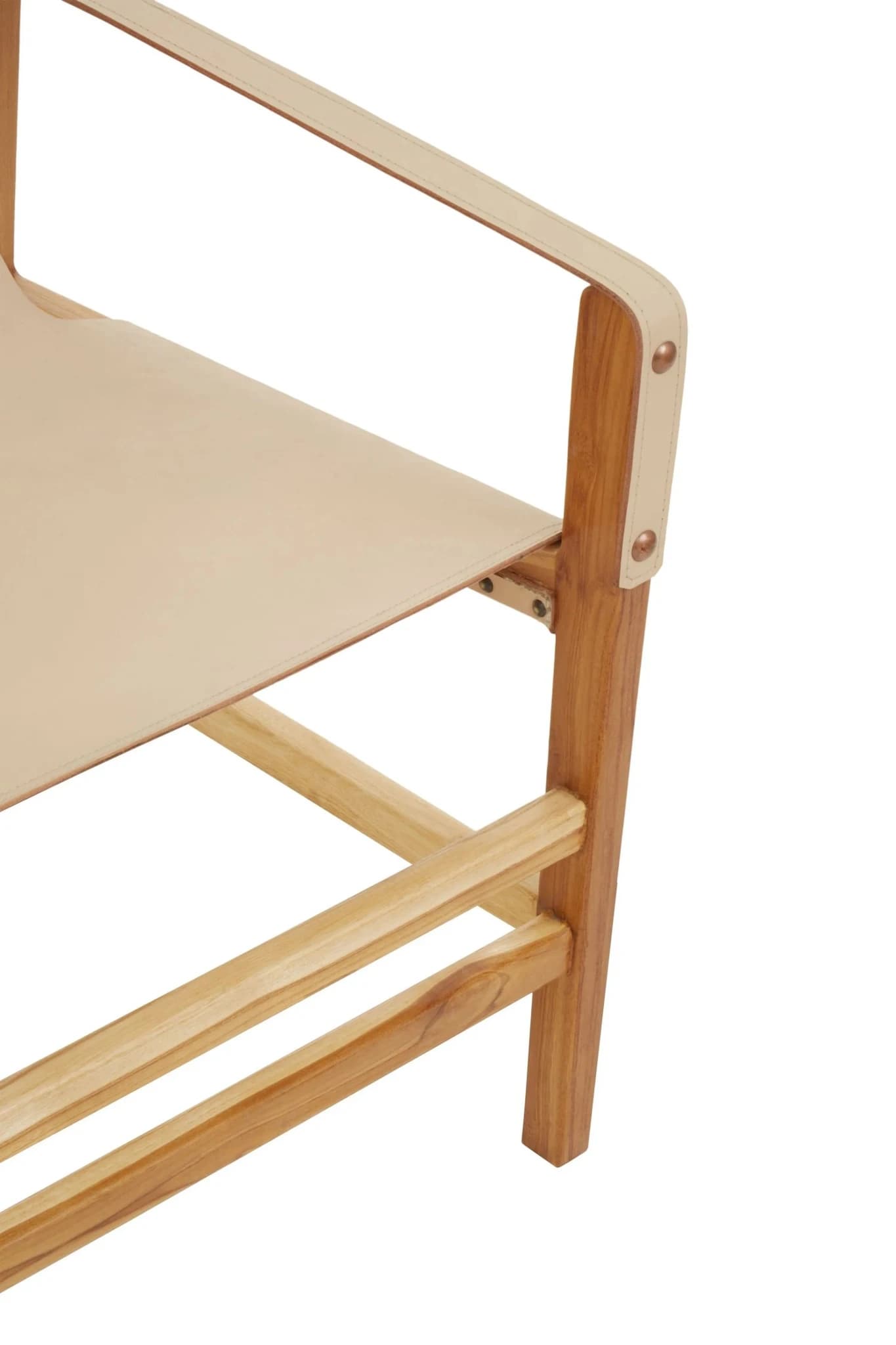 Kendari Cream Leather and Teak Wood Chair - Seating, photo 8 of 8
