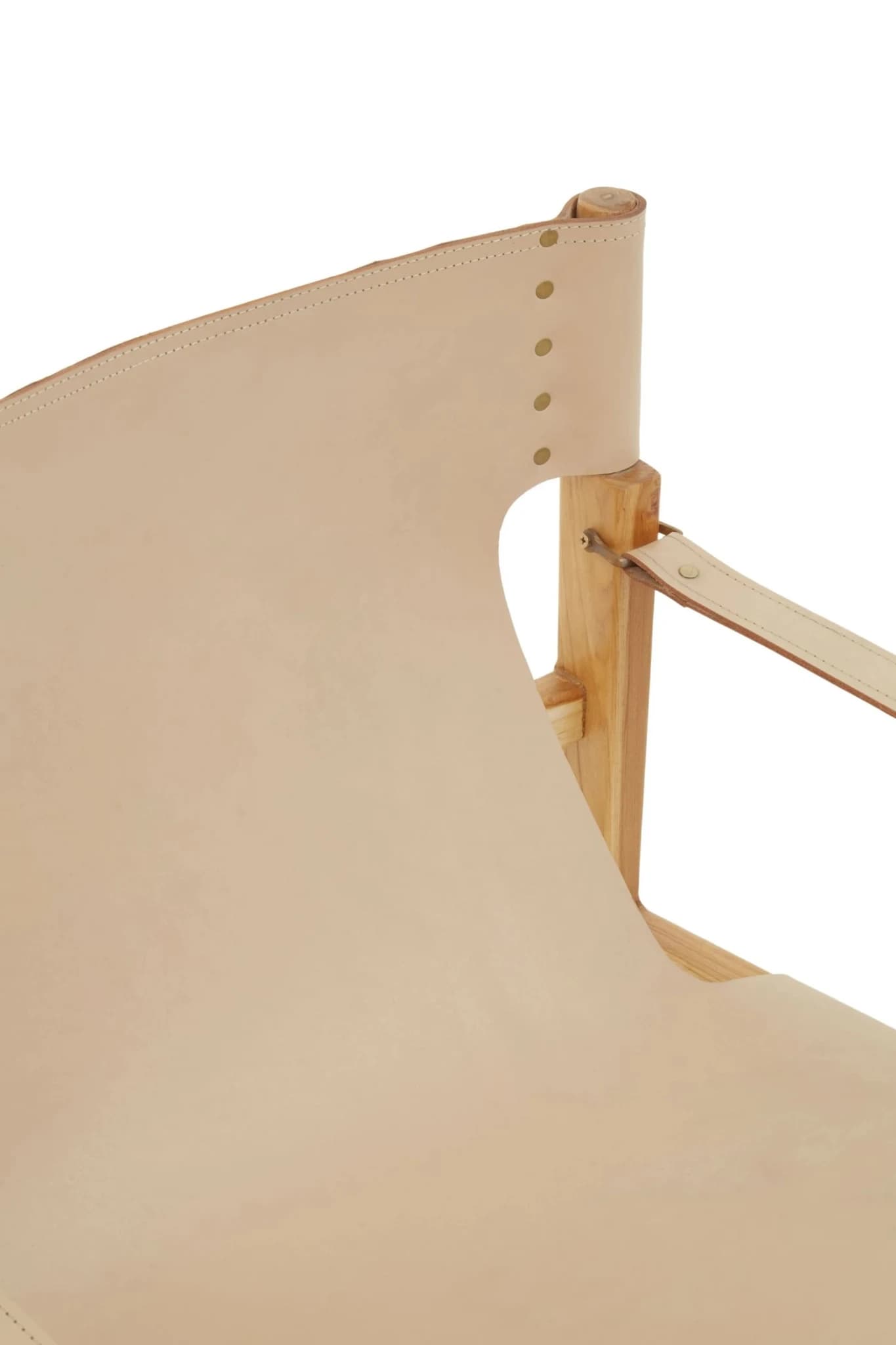 Kendari Cream Leather and Teak Wood Chair - Seating, photo 7 of 8