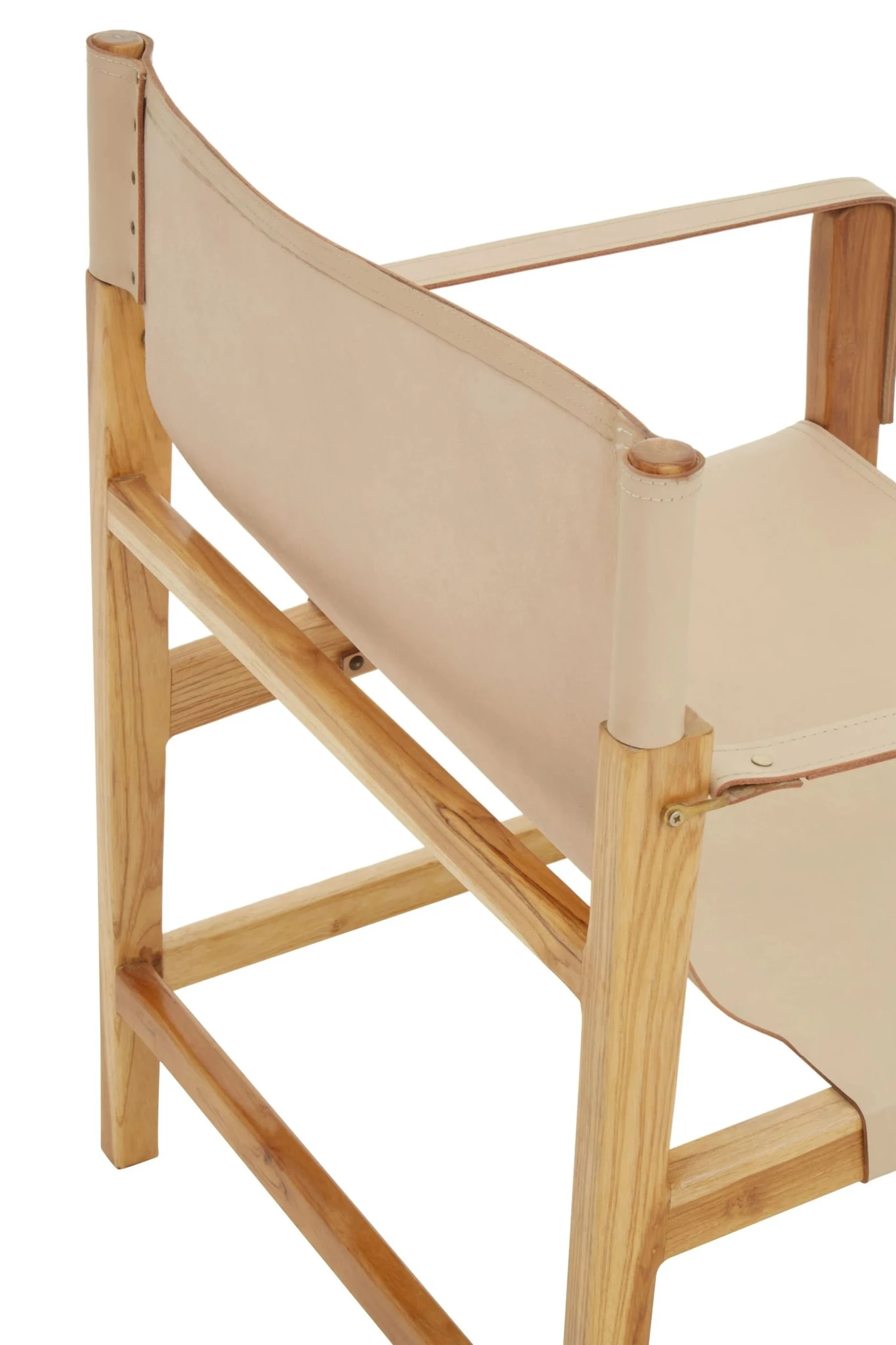 Kendari Cream Leather and Teak Wood Chair - Seating, photo 6 of 8