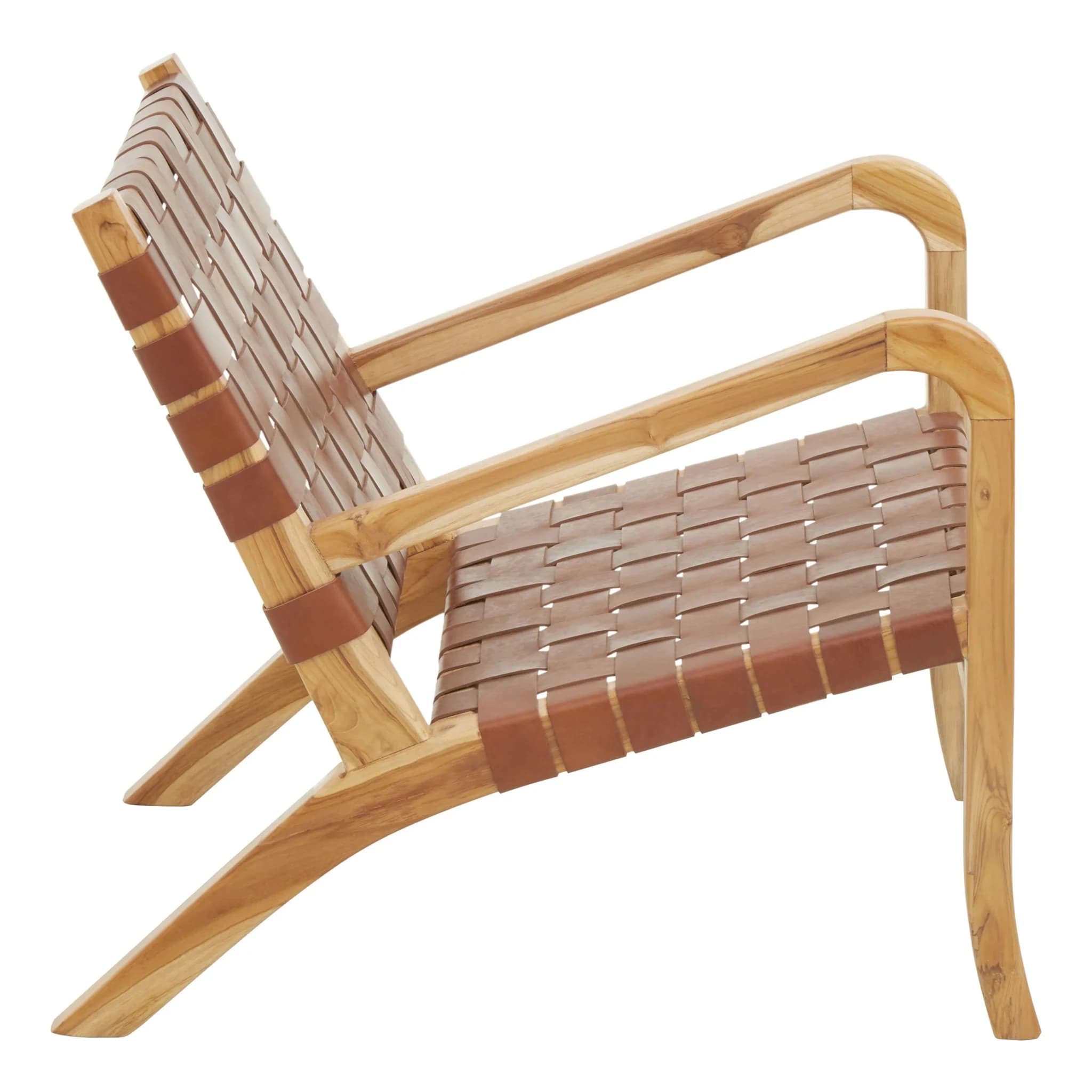 Kendari Dark Brown Woven Leather and Teak Wood Chair - Seating, photo 5 of 8