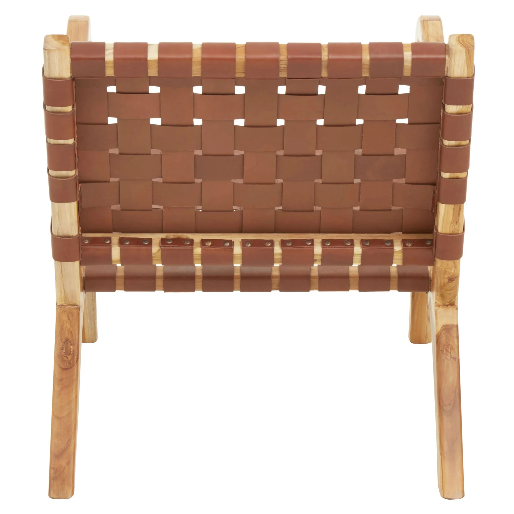 Kendari Dark Brown Woven Leather and Teak Wood Chair - Seating, photo 4 of 8
