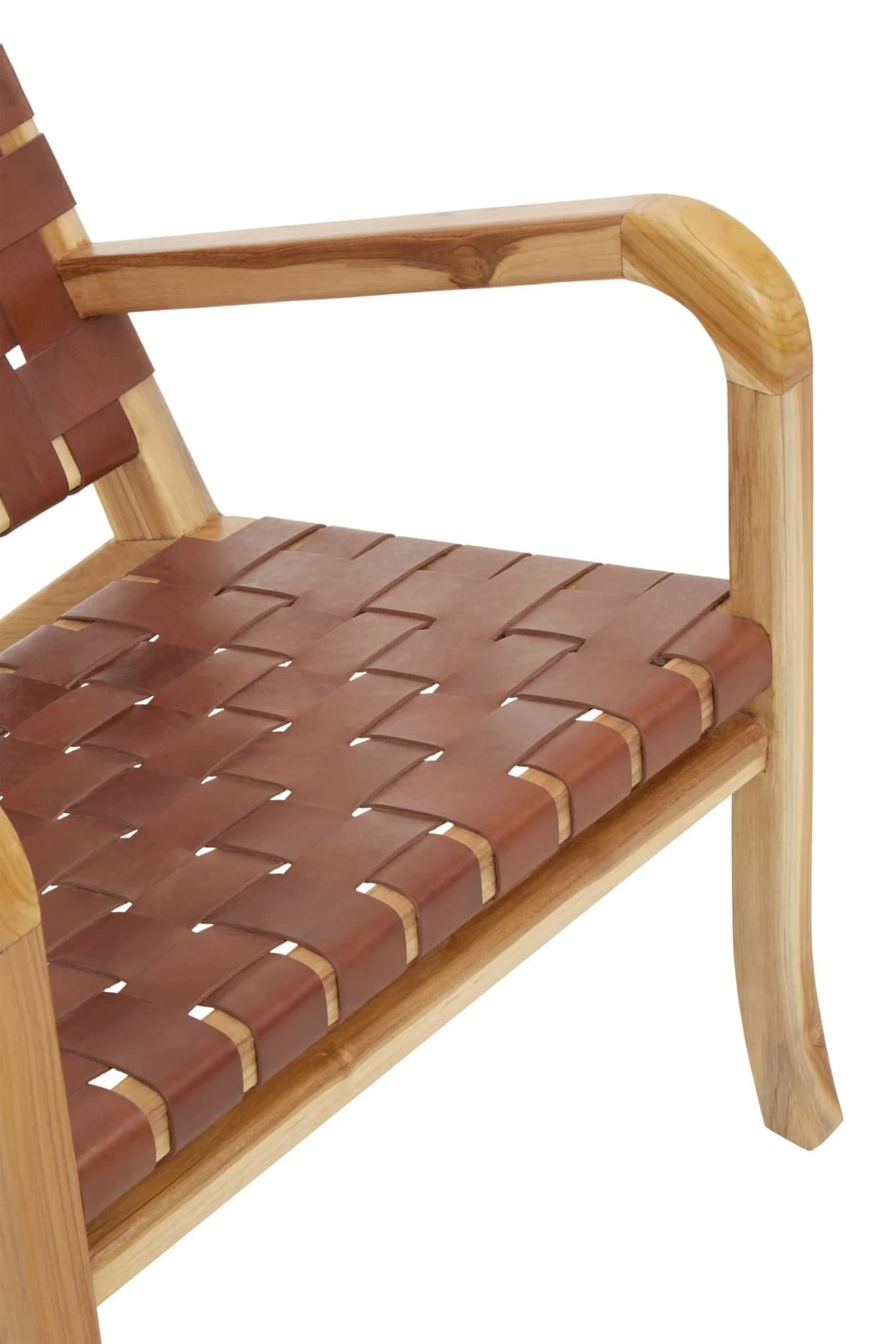 Kendari Dark Brown Woven Leather and Teak Wood Chair - Seating, photo 8 of 8