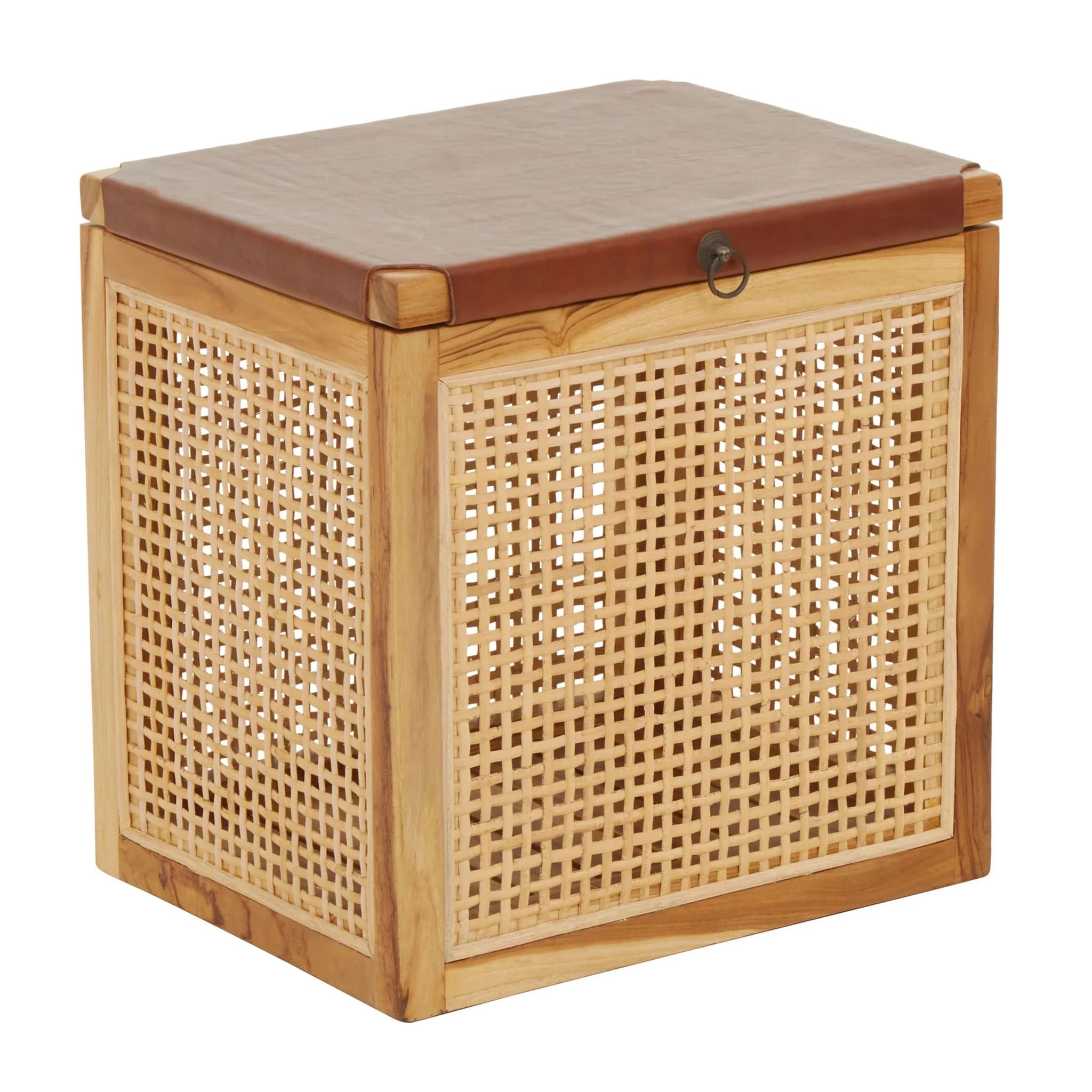 Kendari Rattan and Leather Storage Box Side Table - Bookcases & shelving, photo 4 of 8