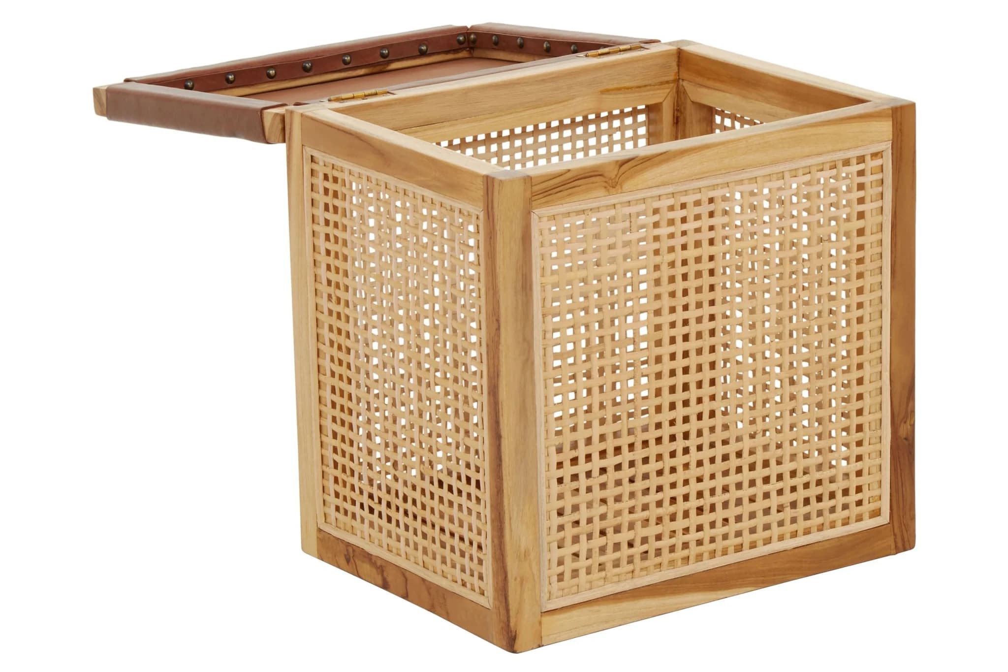 Kendari Rattan and Leather Storage Box Side Table - Bookcases & shelving, photo 3 of 8