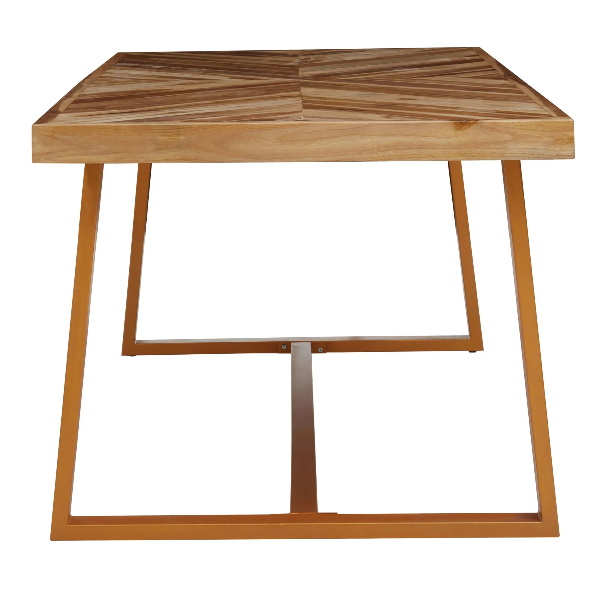 Kendari Natural Teak Wood Rectangular Dining Table with Gold Frame - Tables, photo 8 of 8