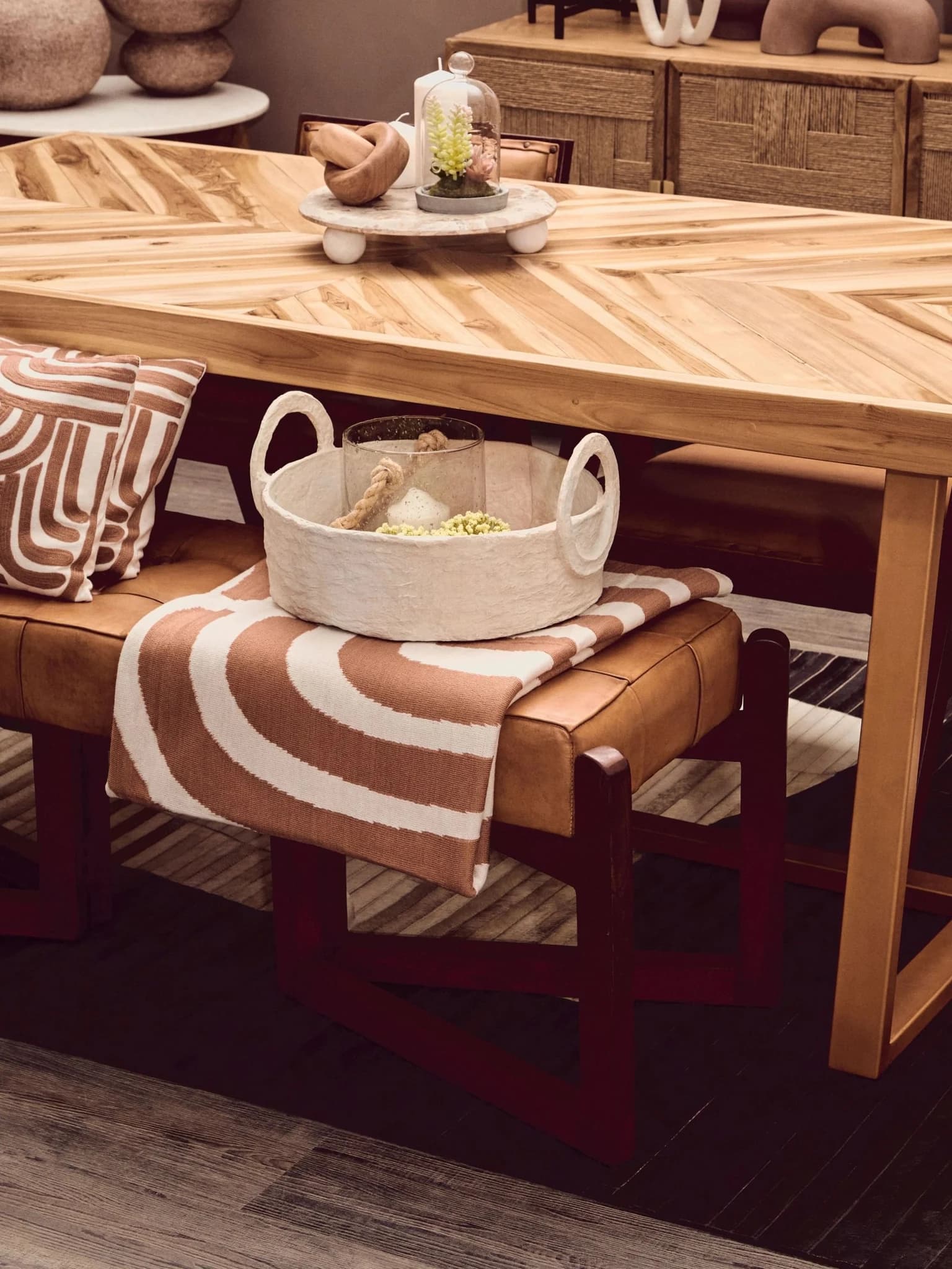 Kendari Natural Teak Wood Rectangular Dining Table with Gold Frame - Tables, photo 5 of 8