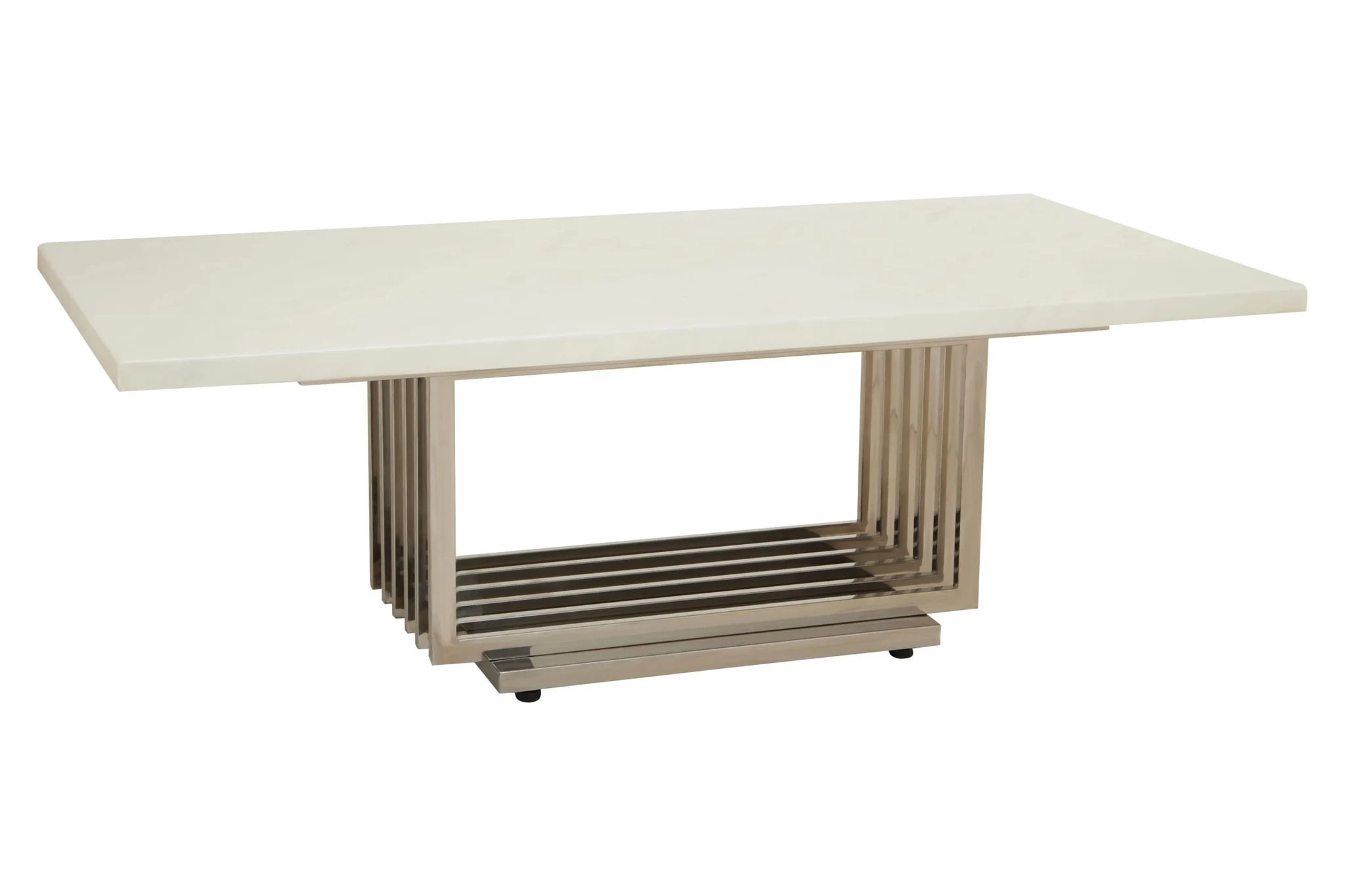 Moda White Faux Marble Coffee Table With Silver Finish Frame - Tables, photo 3 of 7