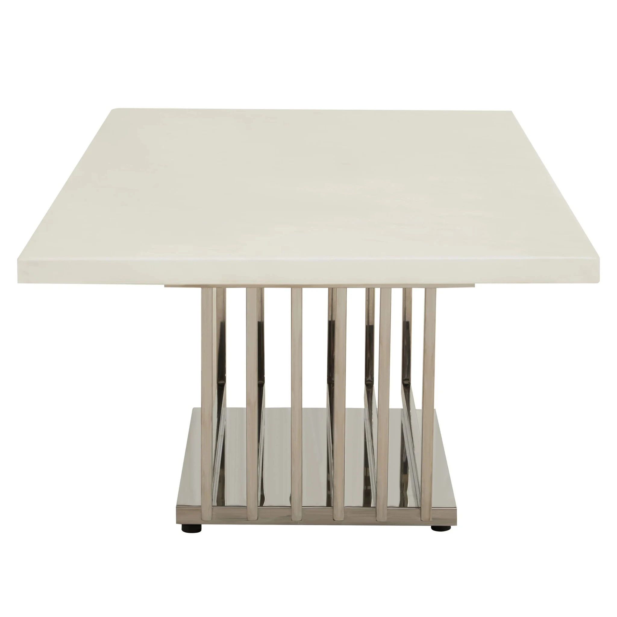 Moda White Faux Marble Coffee Table With Silver Finish Frame - Tables, photo 2 of 7
