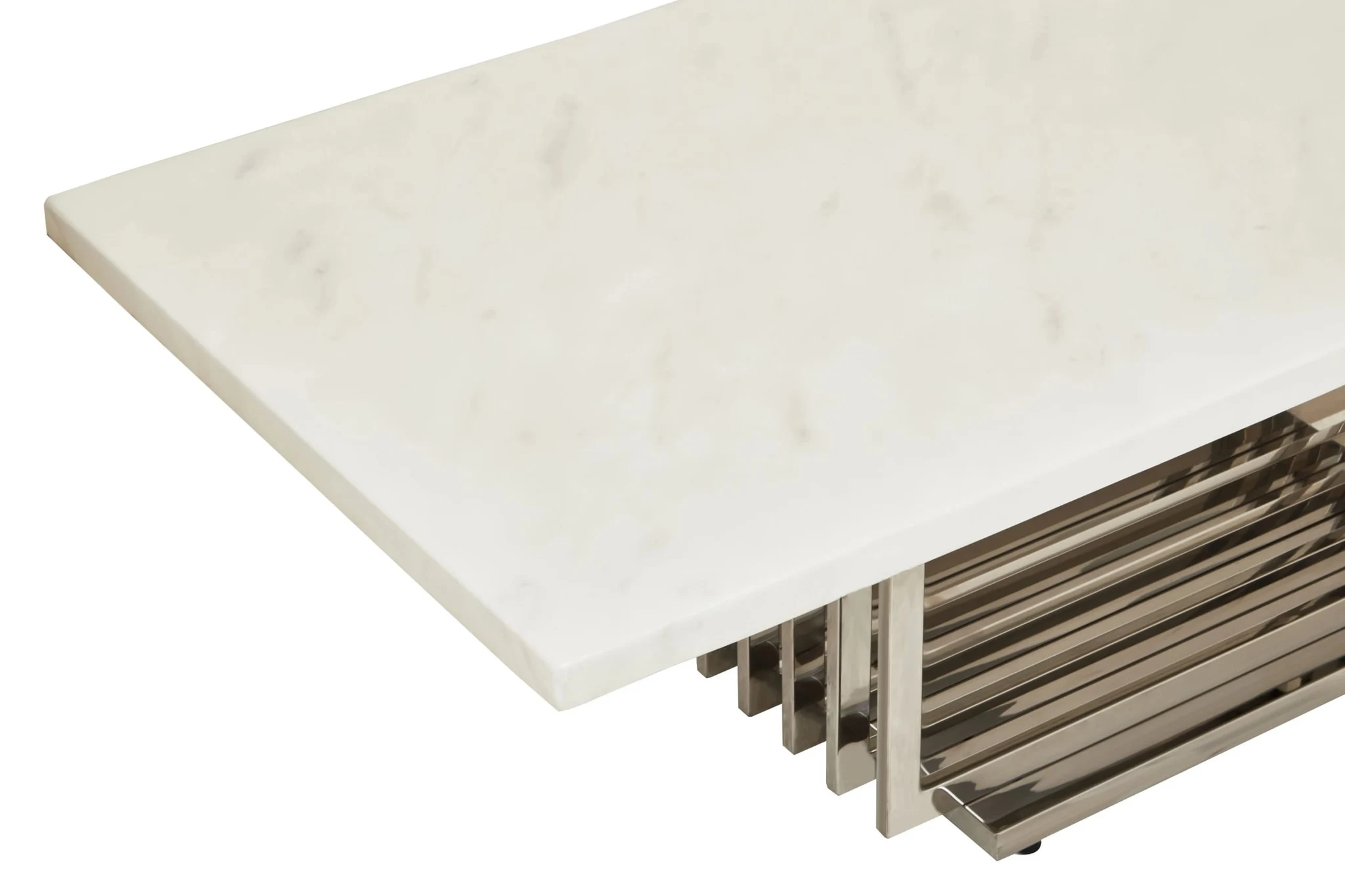 Moda White Faux Marble Coffee Table With Silver Finish Frame - Tables, photo 7 of 7