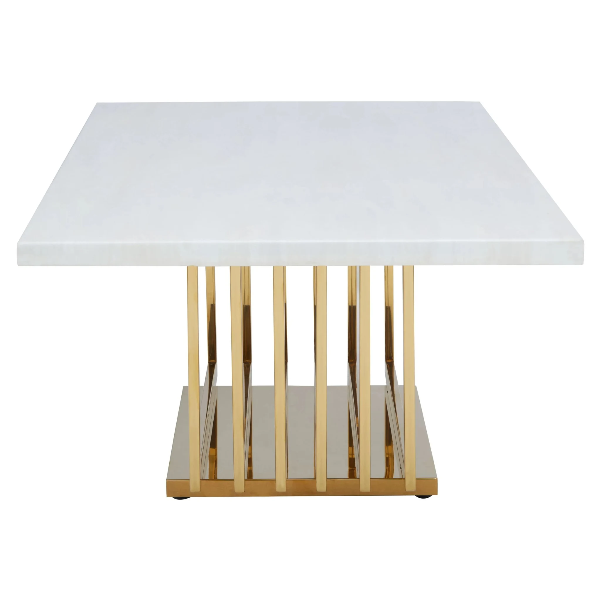 Moda Ivory White Faux Marble Coffee Table With Gold Finished Frame - Tables, photo 2 of 8