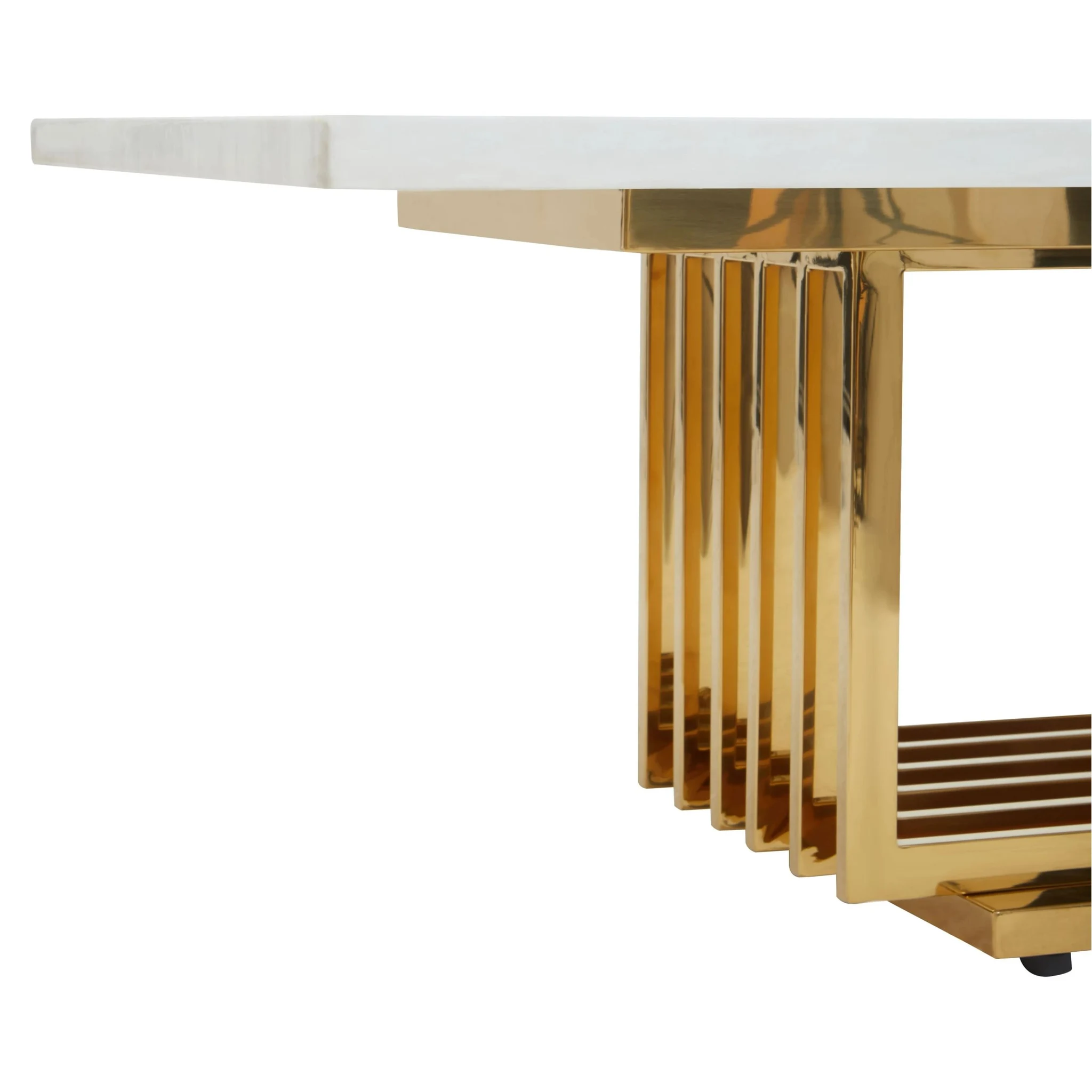 Moda Ivory White Faux Marble Coffee Table With Gold Finished Frame - Tables, photo 8 of 8
