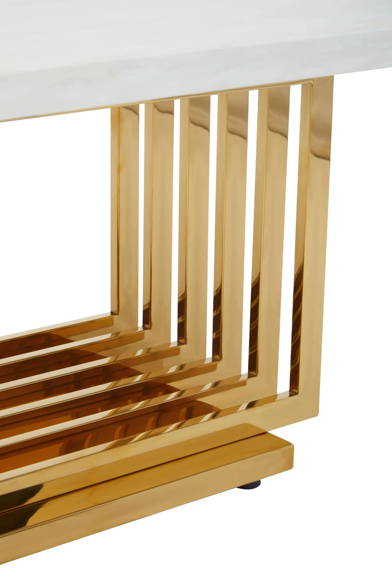 Moda Ivory White Faux Marble Coffee Table With Gold Finished Frame - Tables, photo 7 of 8