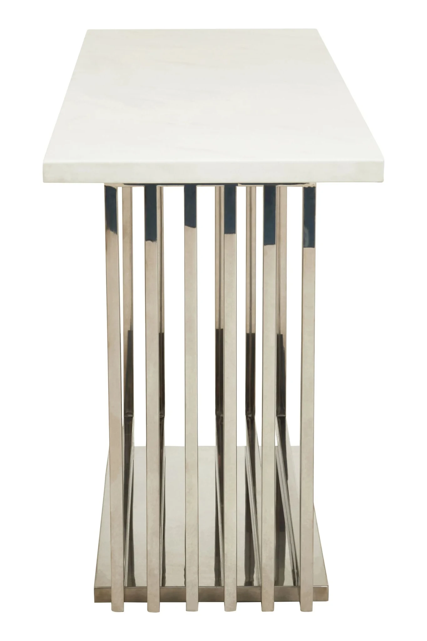 Moda White Faux Marble Console Table With Silver Finish Frame - Tables, photo 2 of 8