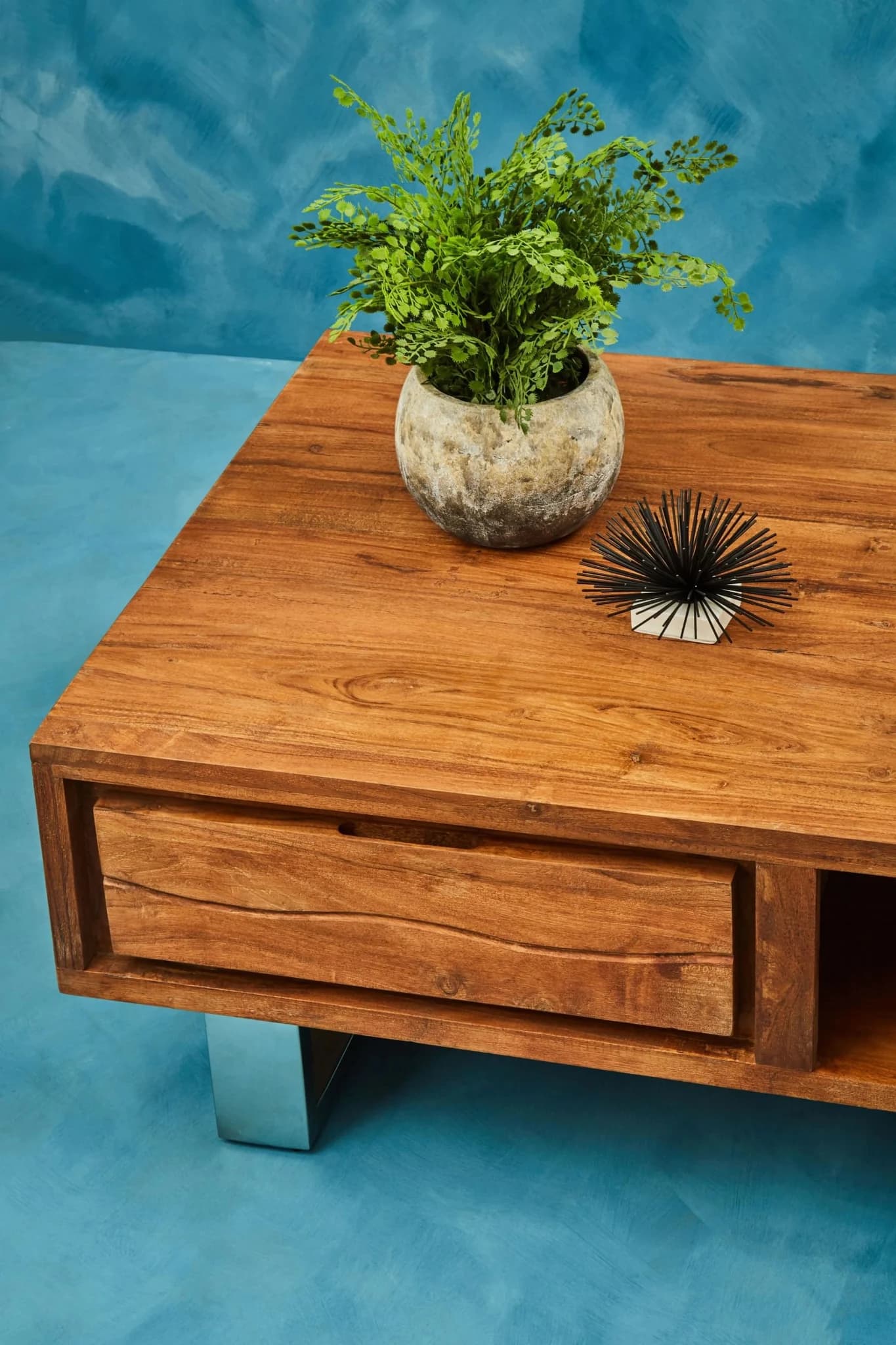 Simla Acacia Wood Coffee Table with Drawer - Tables, photo 2 of 8