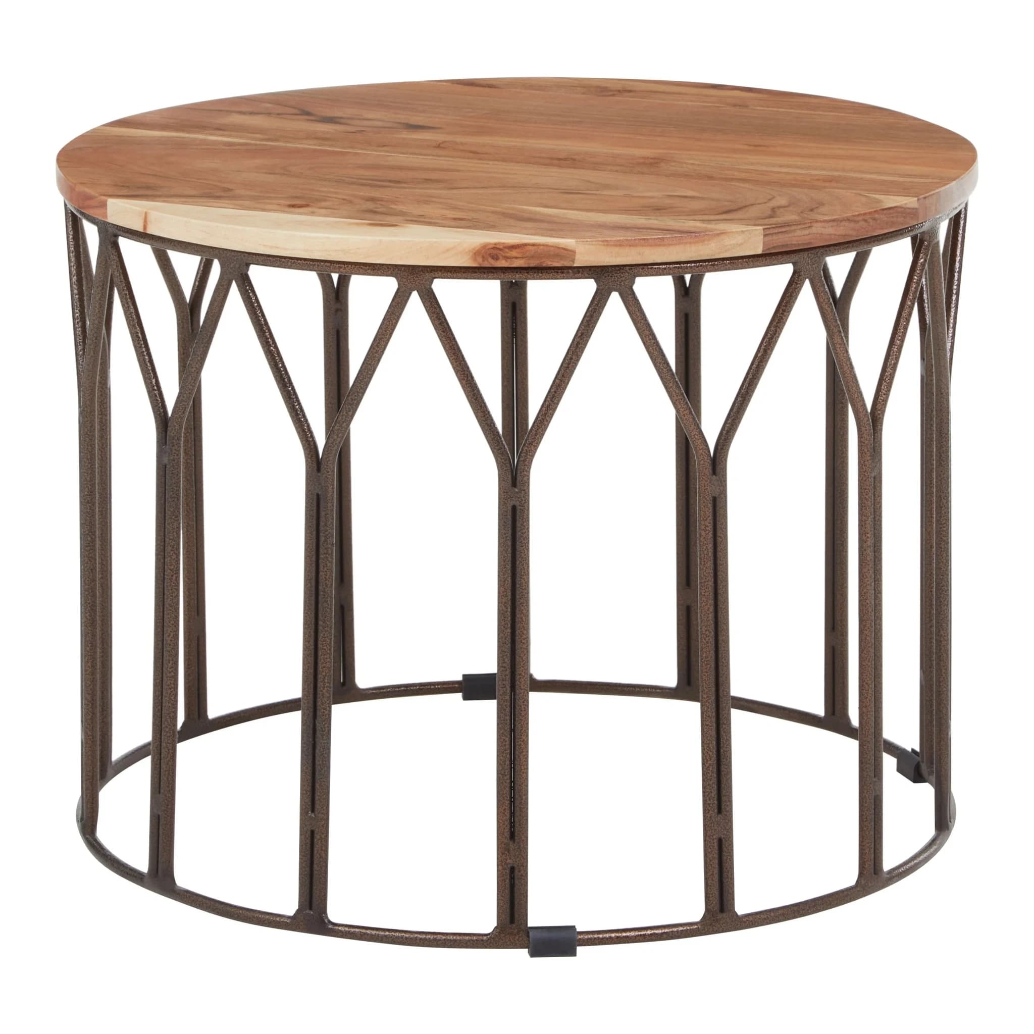 Boho Acacia Wood Round Coffee Table - Tables, photo 2 of 6