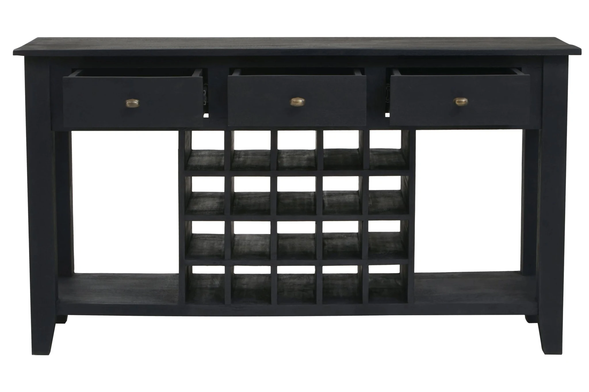 Fusion Black Mango Wood Console Table with Wine Storage - Tables, photo 5 of 8