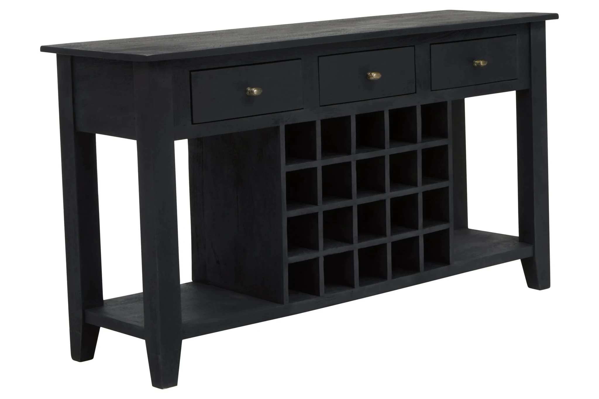 Fusion Black Mango Wood Console Table with Wine Storage - Tables, photo 4 of 8